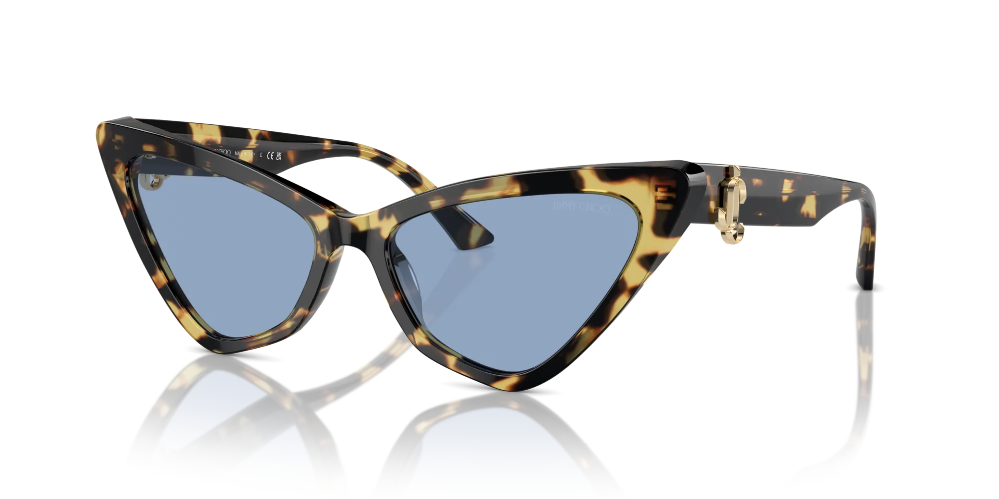 Jimmy Choo JC5008 500472 Occhiali da sole Acetato Havana Azzurro Cat Eye Normale - immagine 4