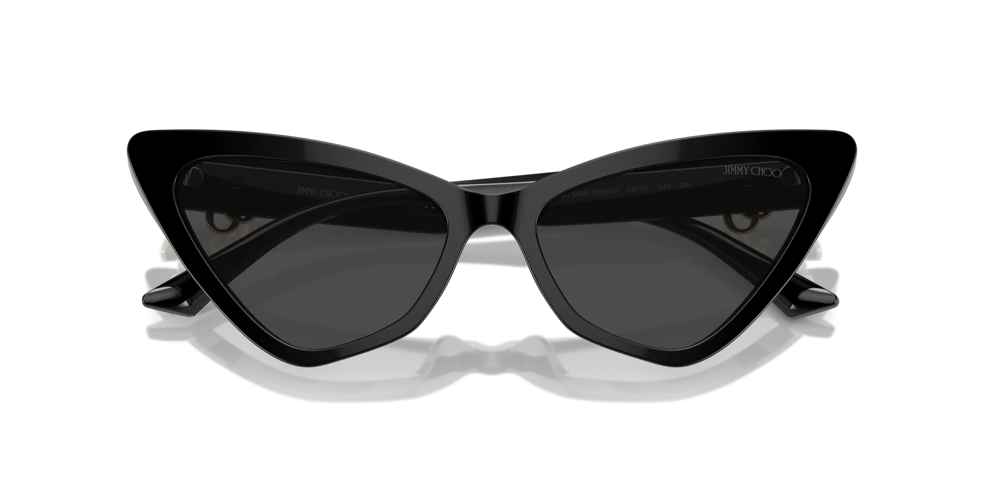 Jimmy Choo JC5008 500087 Occhiali da sole Acetato Nero Grigio Cat Eye Normale - immagine 2