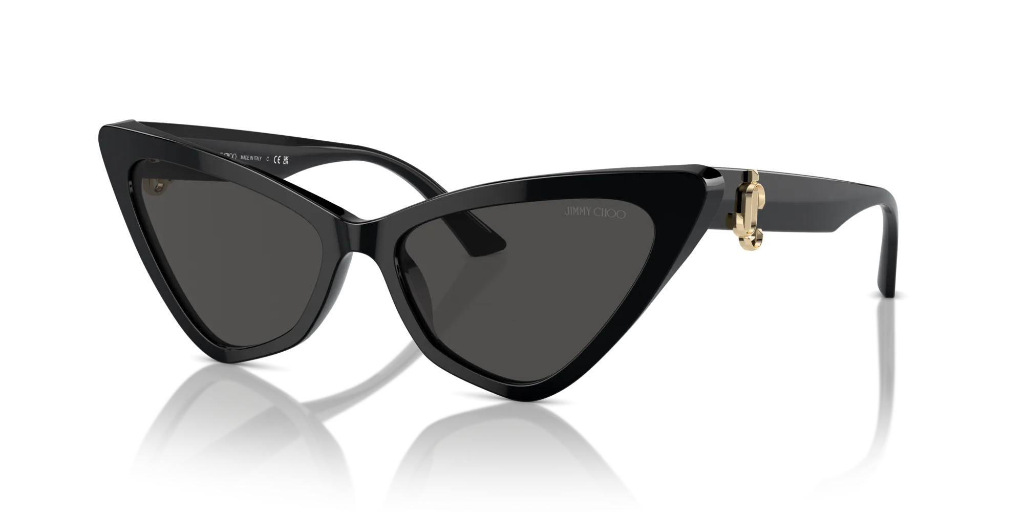 Jimmy Choo JC5008 500087 Occhiali da sole Acetato Nero Grigio Cat Eye Normale - immagine 4