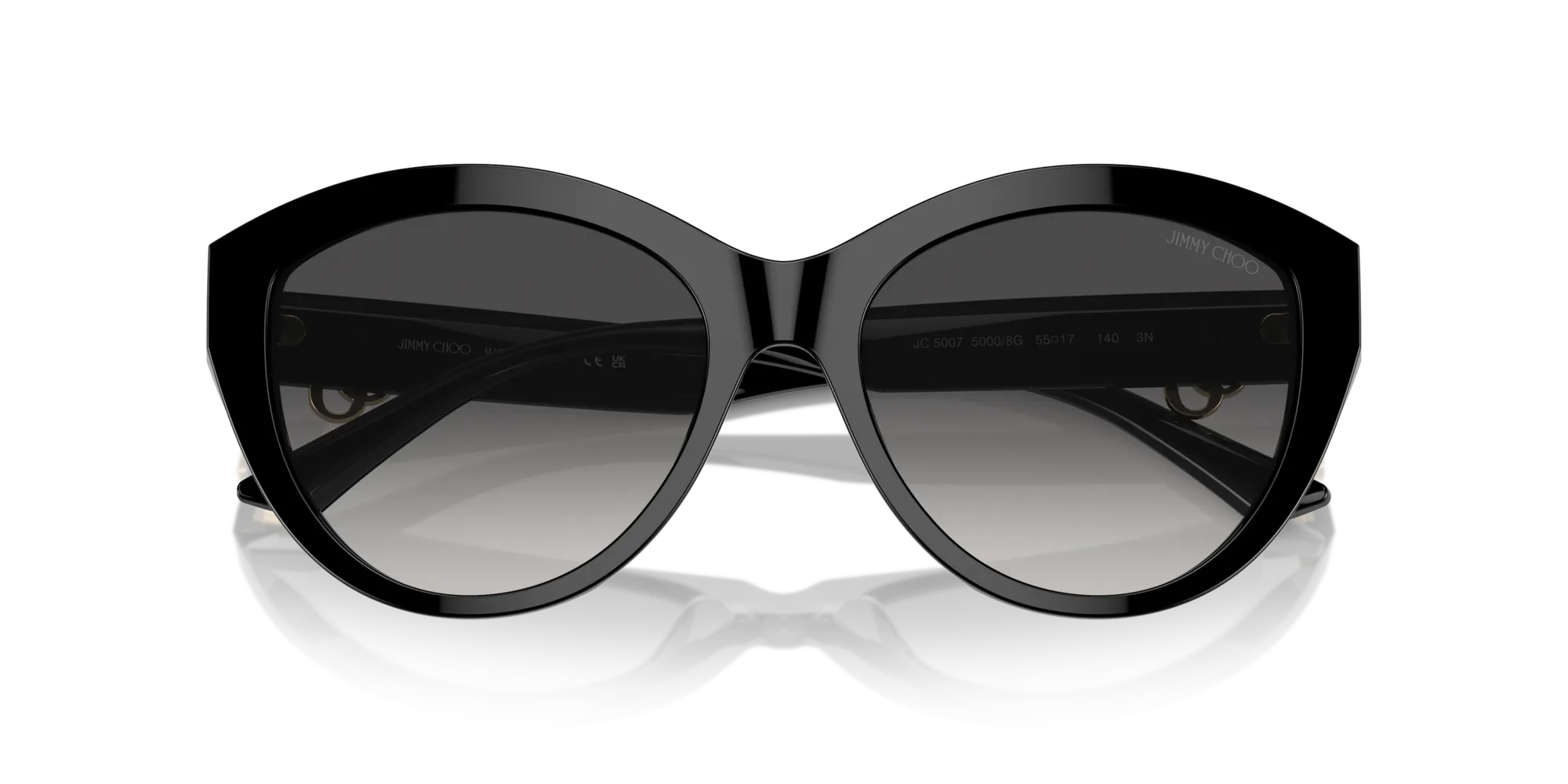 Jimmy Choo JC5007 50008G Occhiali da sole Acetato Nero Grigio Pantos Normale Sfumato - immagine 2