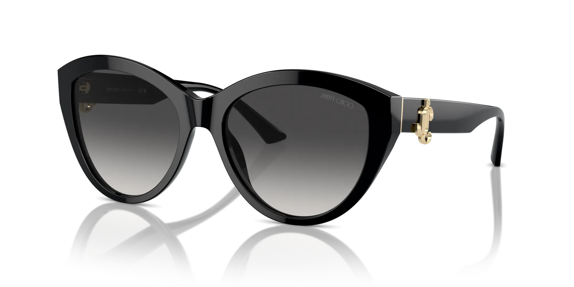 Jimmy Choo JC5007 50008G Occhiali da sole Acetato Nero Grigio Pantos Normale Sfumato - immagine 4