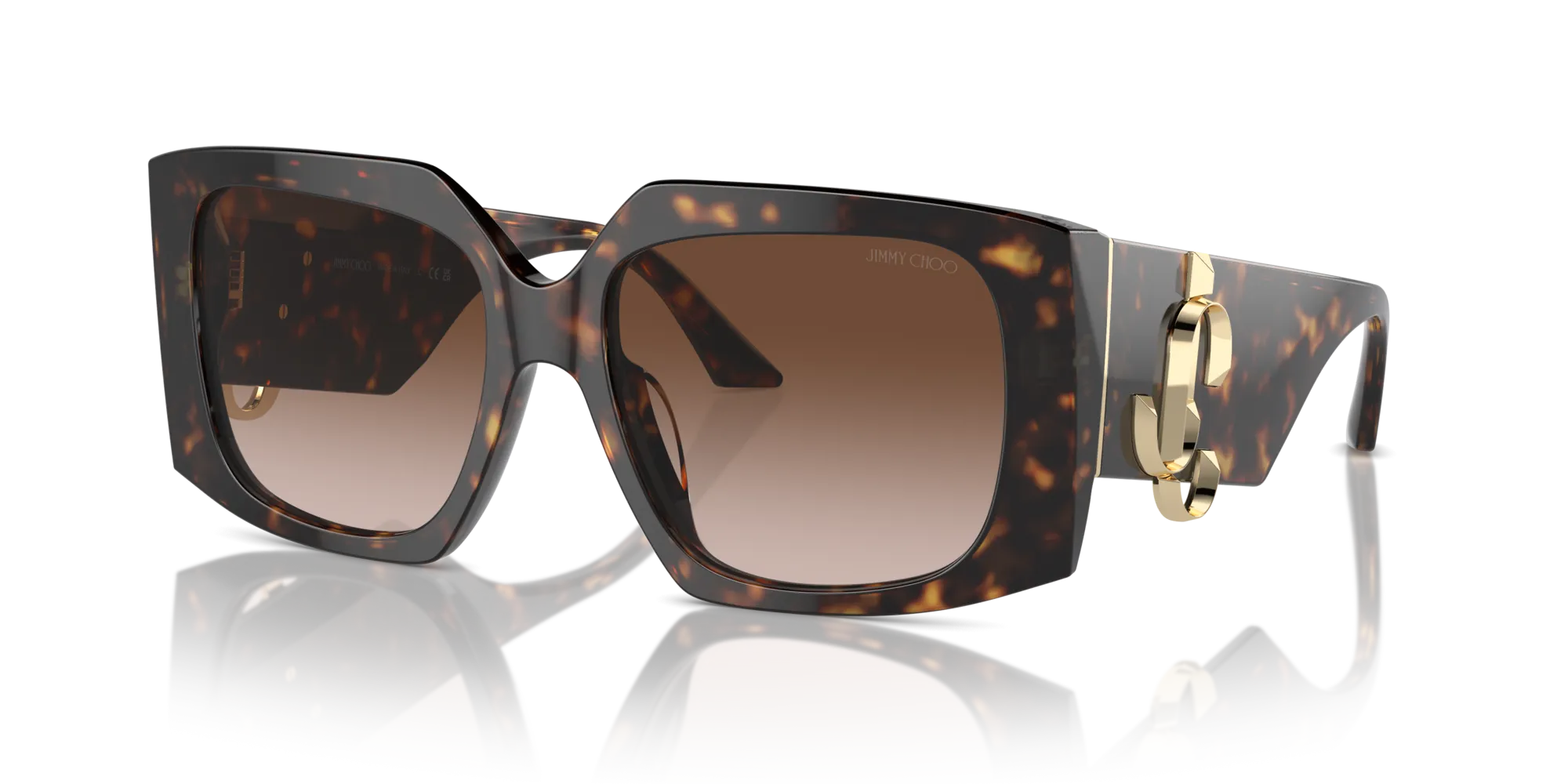 Jimmy Choo JC5006U 500213 Occhiali da sole Acetato Havana Marrone Farfalla Normale Sfumato - immagine 4