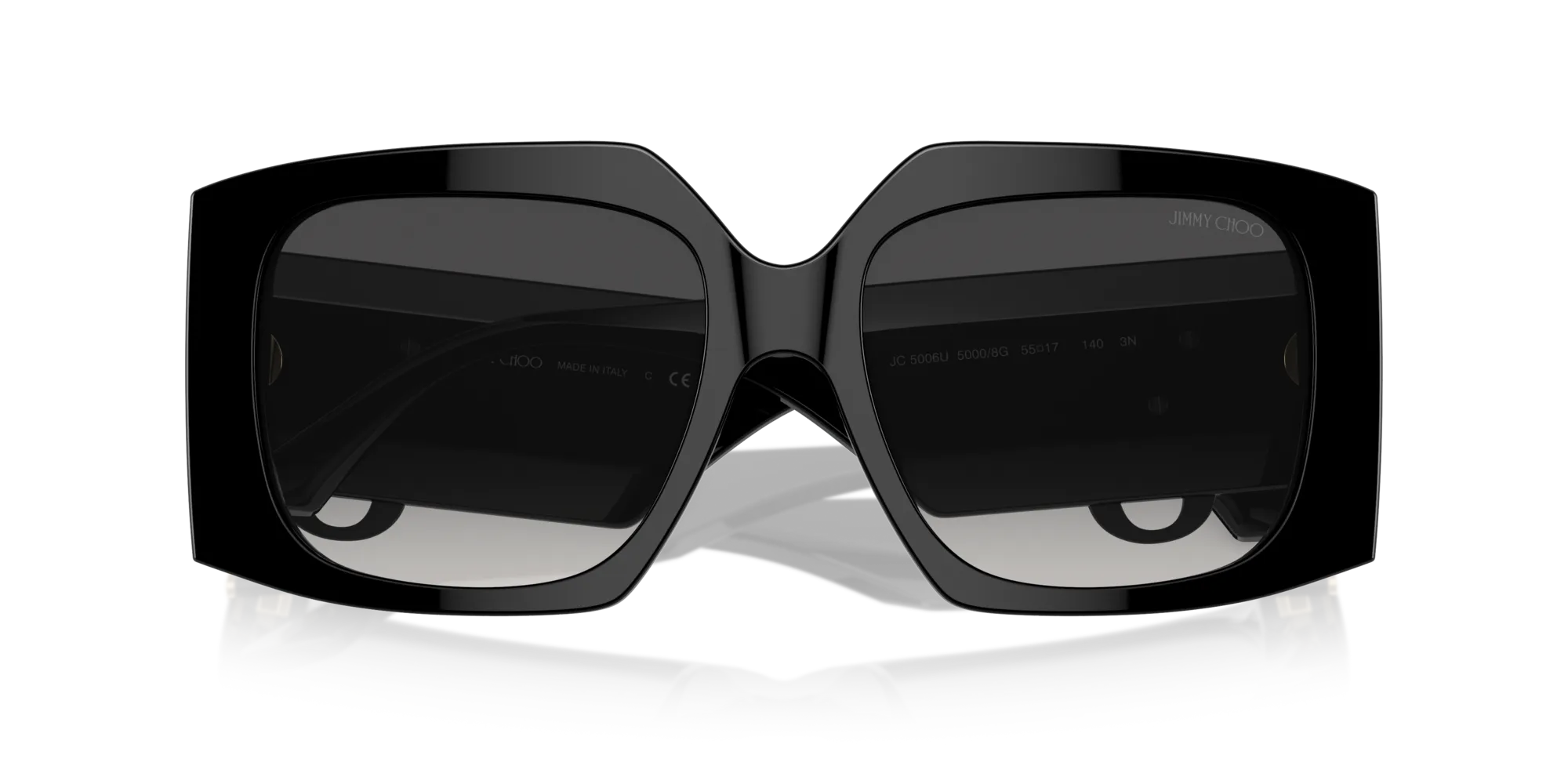 Jimmy Choo JC5006U 50008G Occhiali da sole Acetato Nero Grigio Farfalla Normale Sfumato - immagine 2