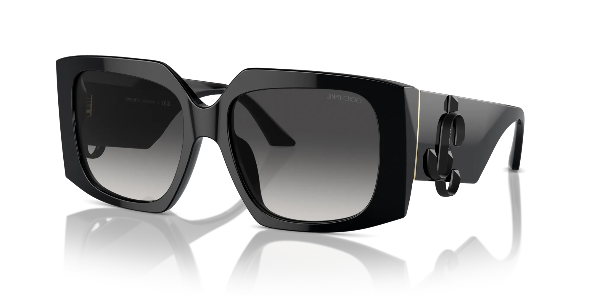 Jimmy Choo JC5006U 50008G Occhiali da sole Acetato Nero Grigio Farfalla Normale Sfumato - immagine 4
