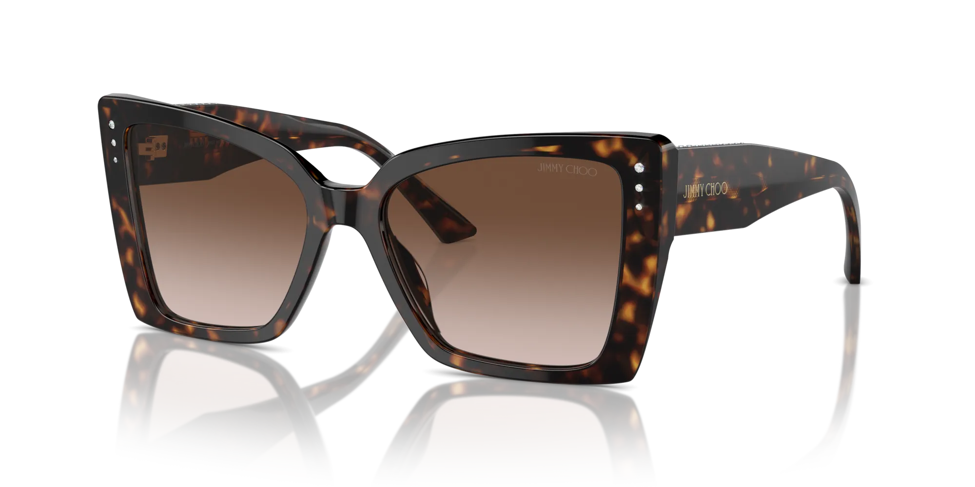 Jimmy Choo JC5001B 500213 Occhiali da sole Acetato Havana Marrone Farfalla Normale Sfumato - immagine 4