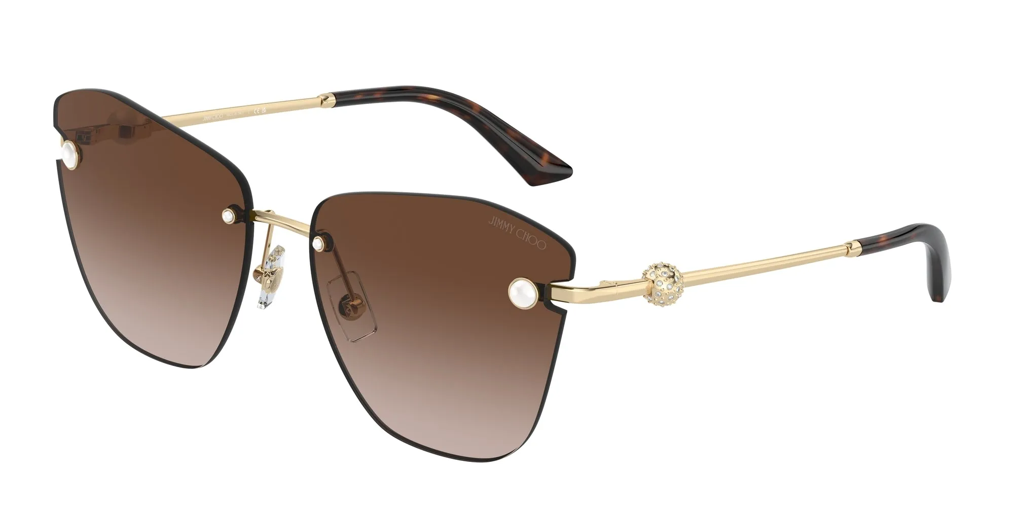 Jimmy Choo JC4004HB 300613 Occhiali da sole Metallo Oro Marrone Farfalla Normale Sfumato - immagine 1