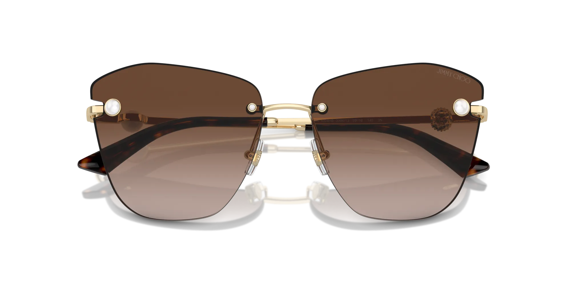 Jimmy Choo JC4004HB 300613 Occhiali da sole Metallo Oro Marrone Farfalla Normale Sfumato - immagine 2