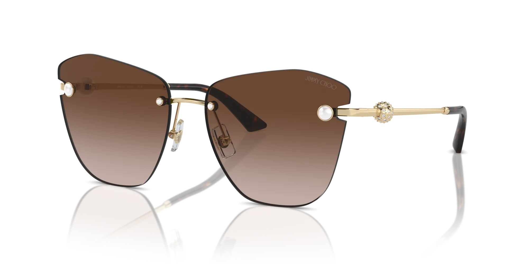 Jimmy Choo JC4004HB 300613 Occhiali da sole Metallo Oro Marrone Farfalla Normale Sfumato - immagine 4