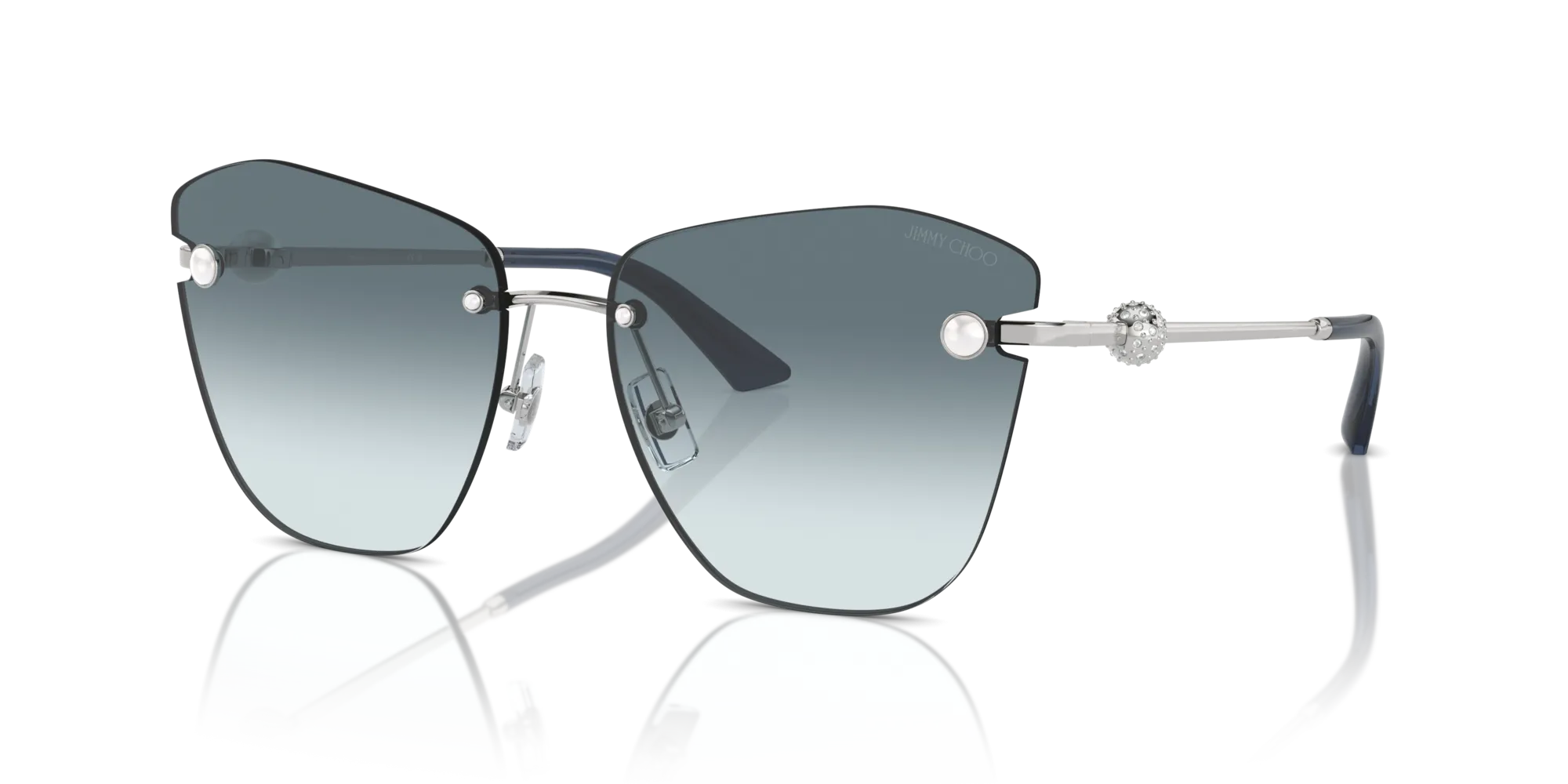 Jimmy Choo JC4004HB 300219 Occhiali da sole Metallo Argento Blu Farfalla Normale Sfumato - immagine 4
