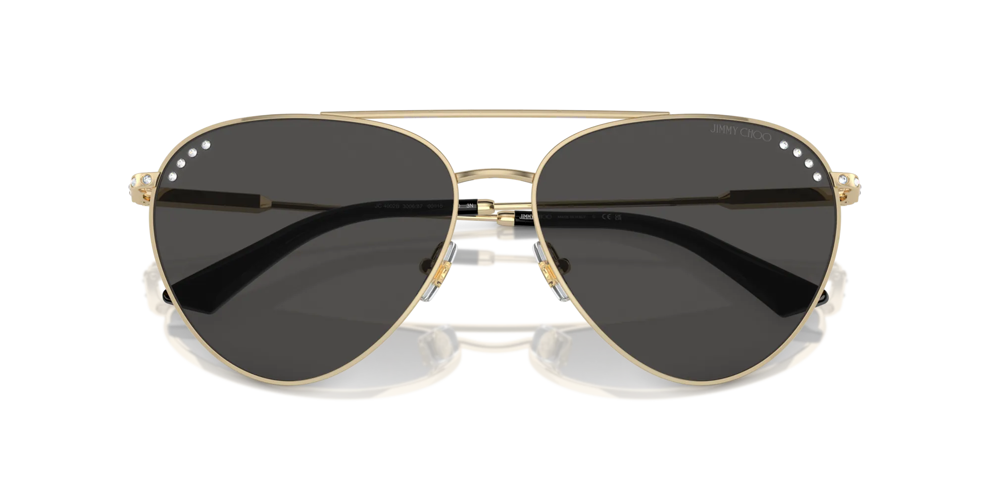 Jimmy Choo JC4002B 300687 Occhiali da sole Acciaio Oro Grigio Pilot Normale - immagine 2