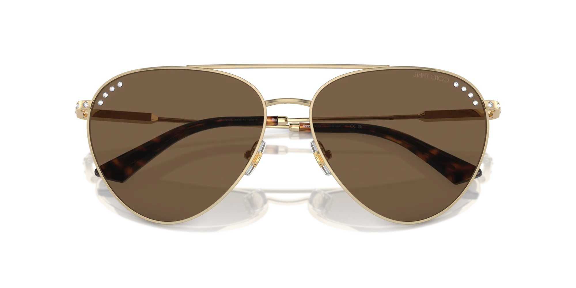 Jimmy Choo JC4002B 300673 Occhiali da sole Acciaio Oro Marrone Pilot Normale - immagine 2