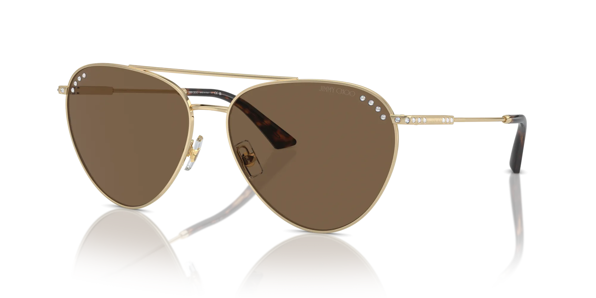 Jimmy Choo JC4002B 300673 Occhiali da sole Acciaio Oro Marrone Pilot Normale - immagine 4