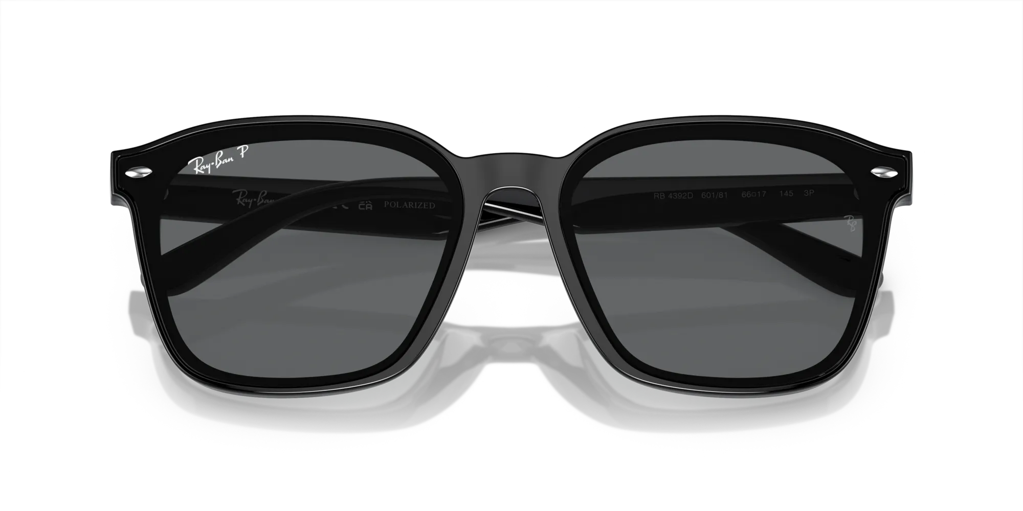 Ray - Ban RB4392D 601/81 Occhiali da sole Iniettato Nero Grigio Squadrata Polarizzata - immagine 2