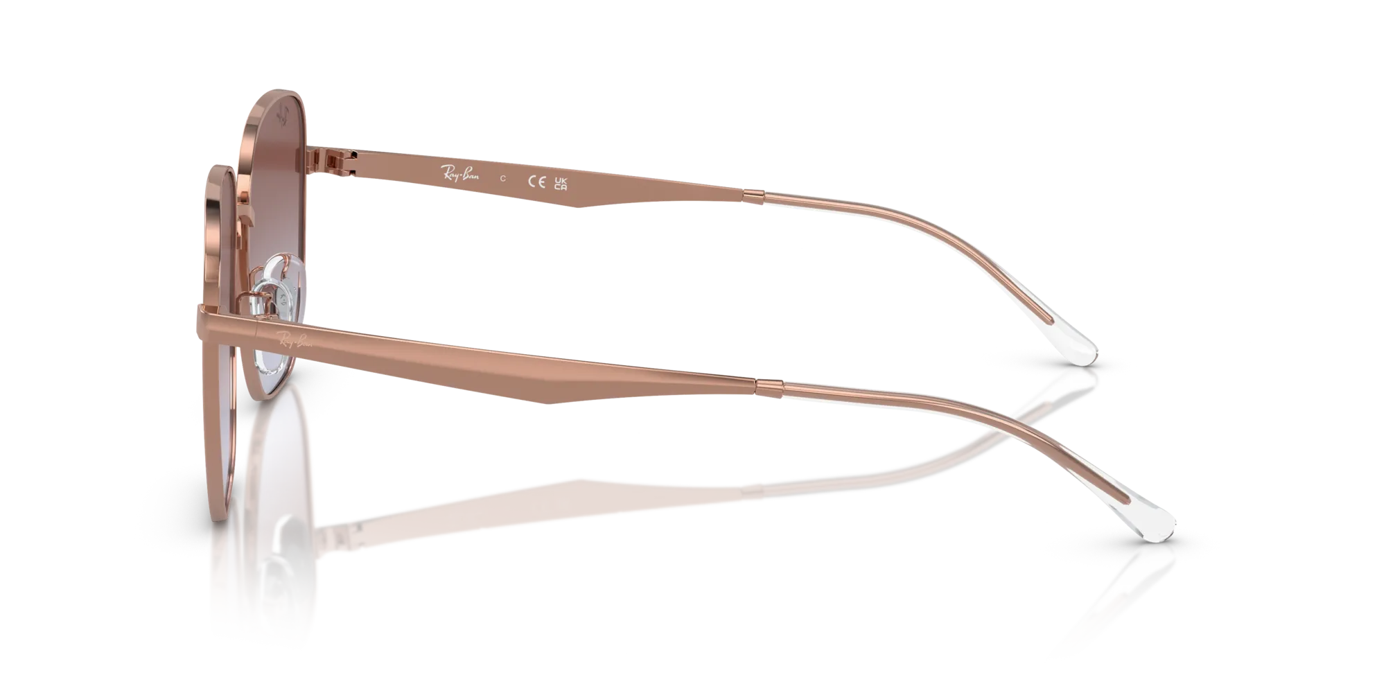 Ray - Ban RB3713D 9202I8 Occhiali da sole Metallo Oro Viola Geometrica Normale Sfumato - immagine 4