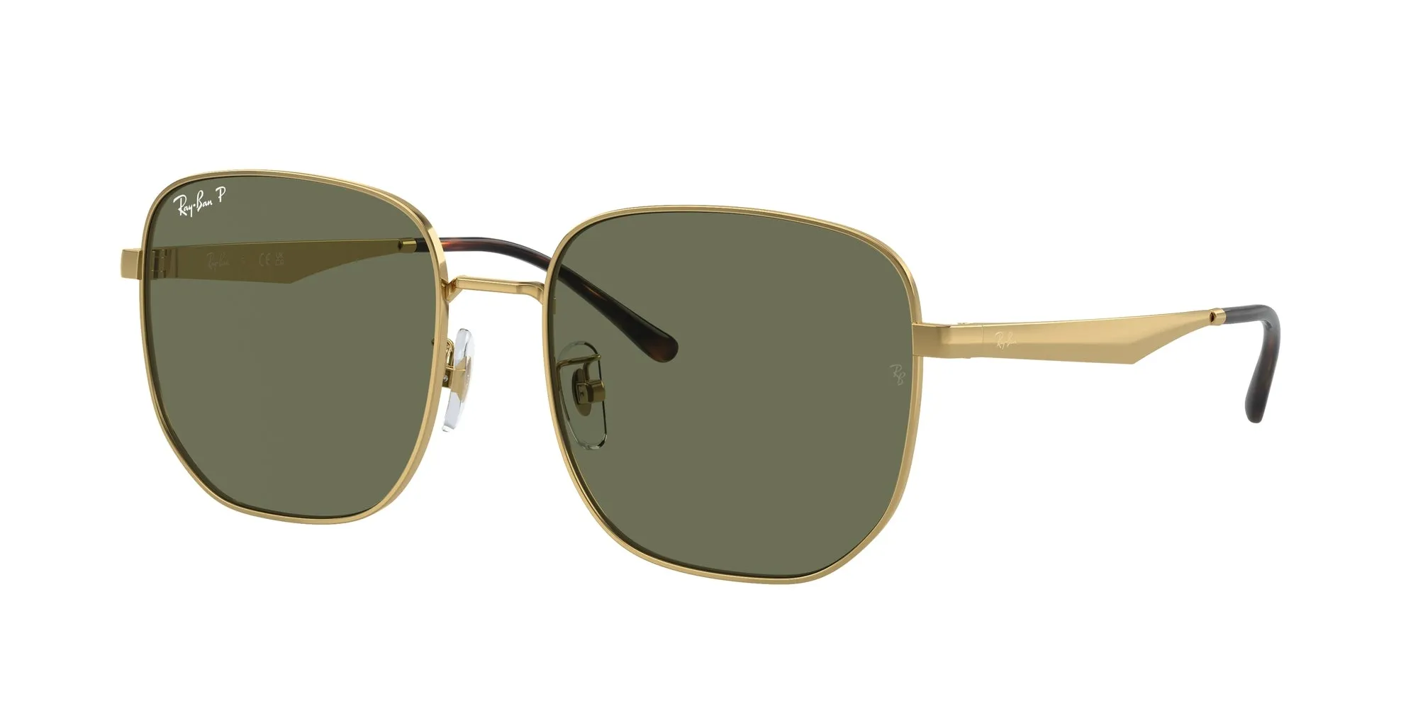 Ray - Ban RB3713D 001/9A Occhiali da sole Metallo Oro Verde Geometrica Polarizzata - immagine 1