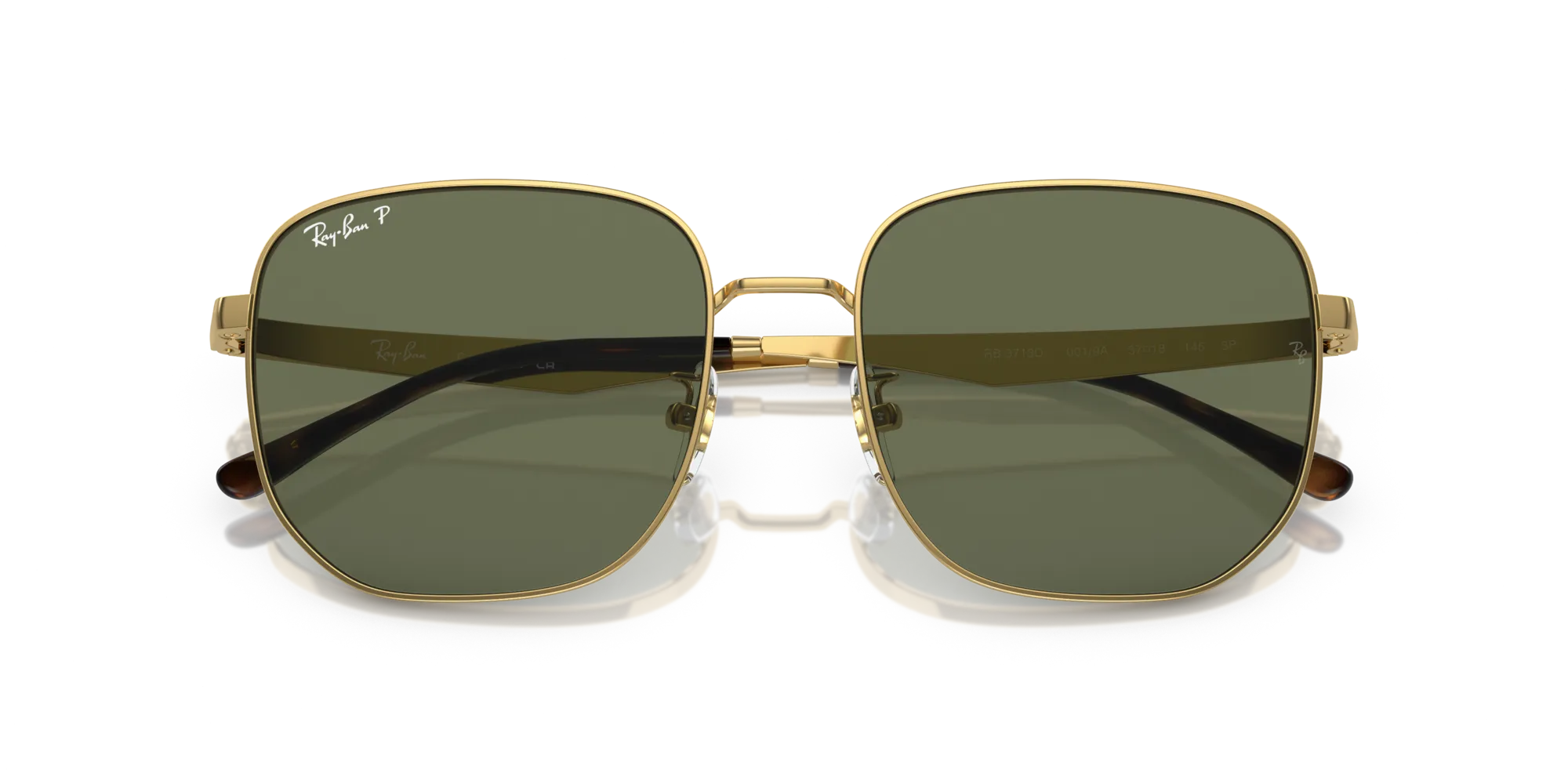 Ray - Ban RB3713D 001/9A Occhiali da sole Metallo Oro Verde Geometrica Polarizzata - immagine 2
