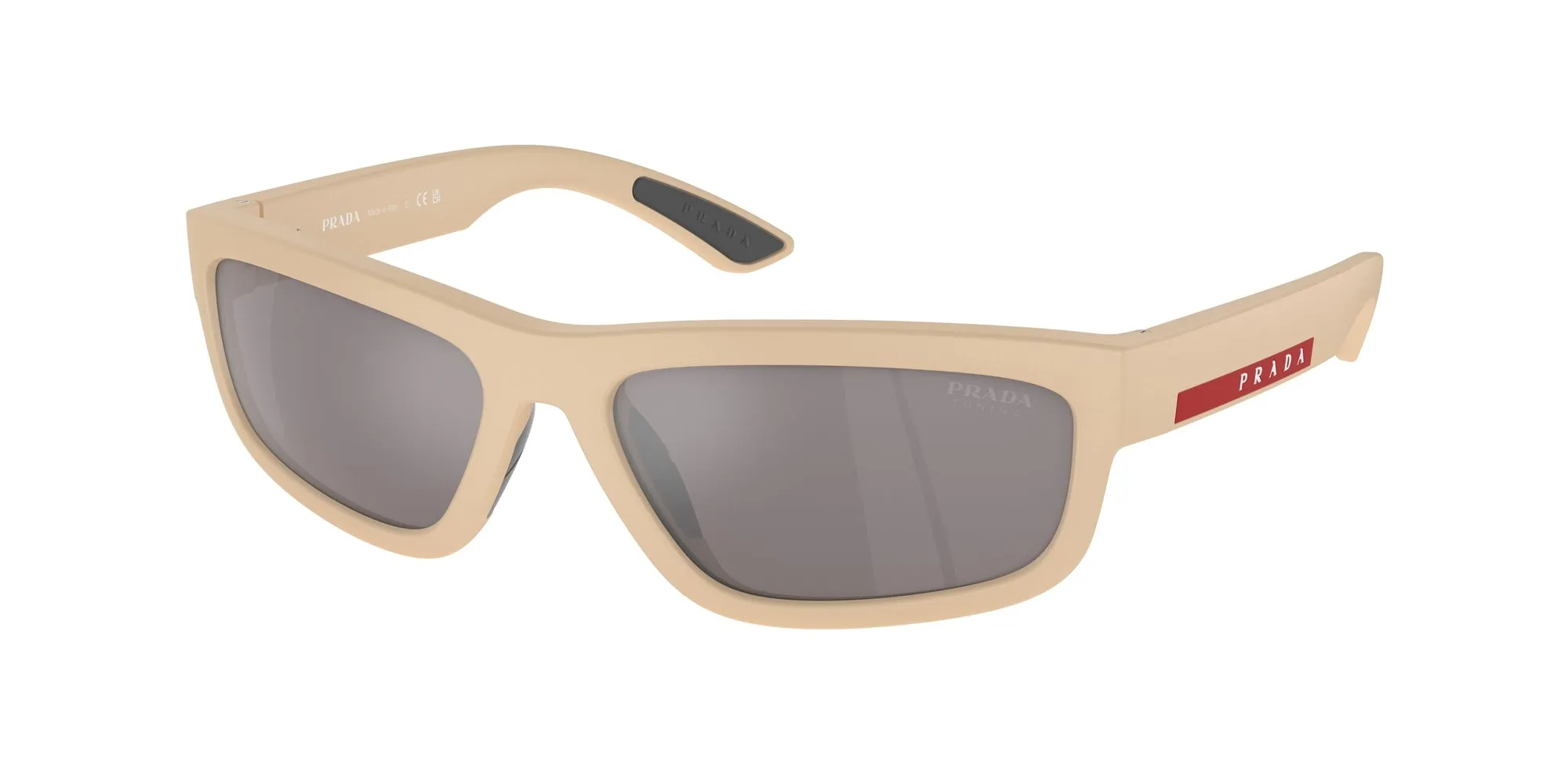 Prada Linea Rossa PS 05ZS VHR20J Occhiali da sole Iniettato Beige Grigio Squadrata Specchiate Specchiato - immagine 1