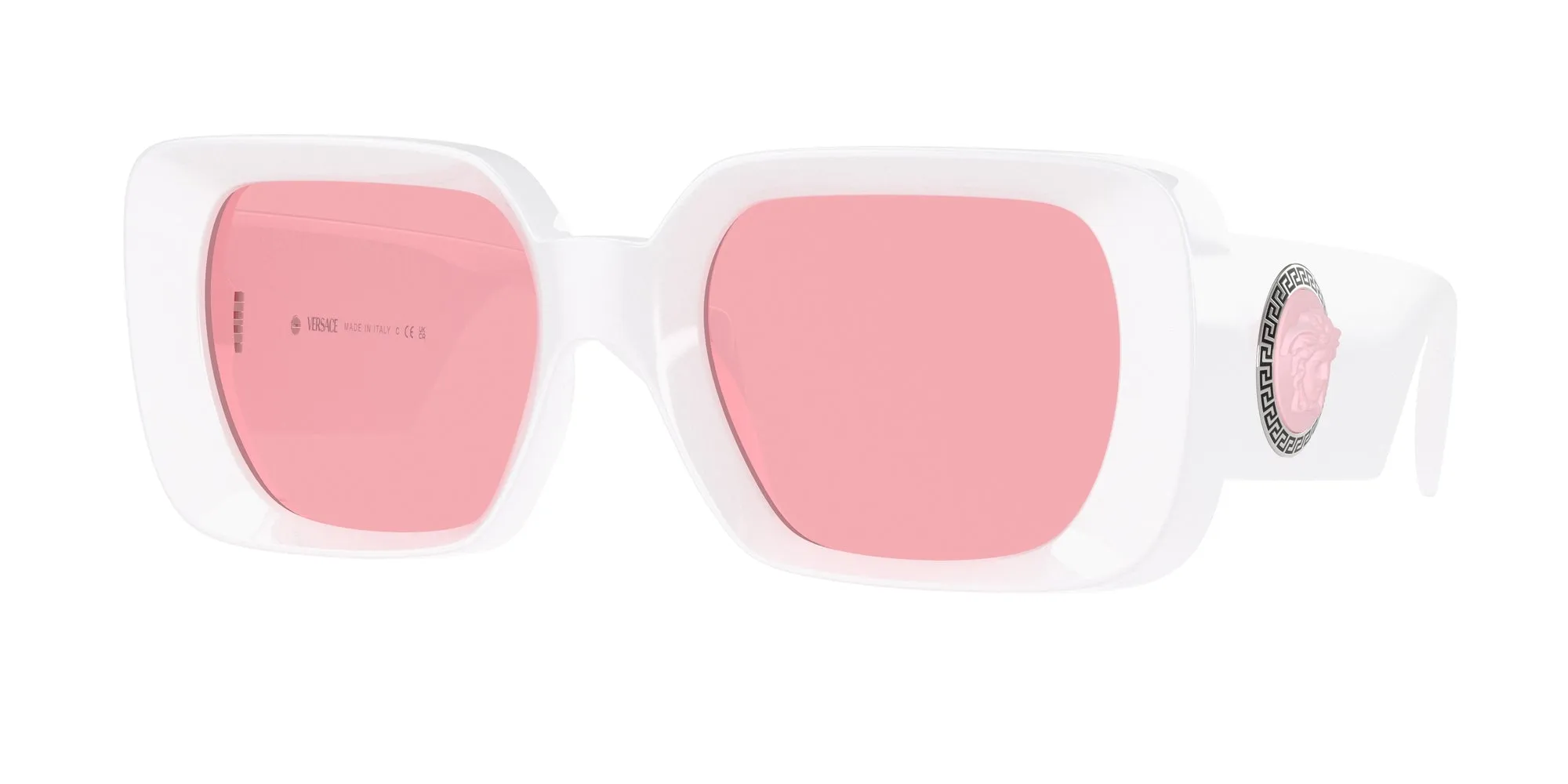 Versace VE4473U 314/84 Occhiali da sole Iniettato Bianco Rosa Squadrata Normale - immagine 1