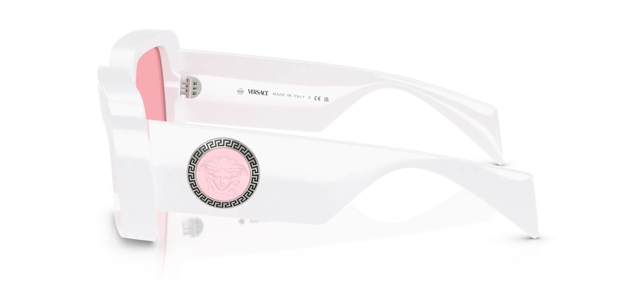 Versace VE4473U 314/84 Occhiali da sole Iniettato Bianco Rosa Squadrata Normale - immagine 4