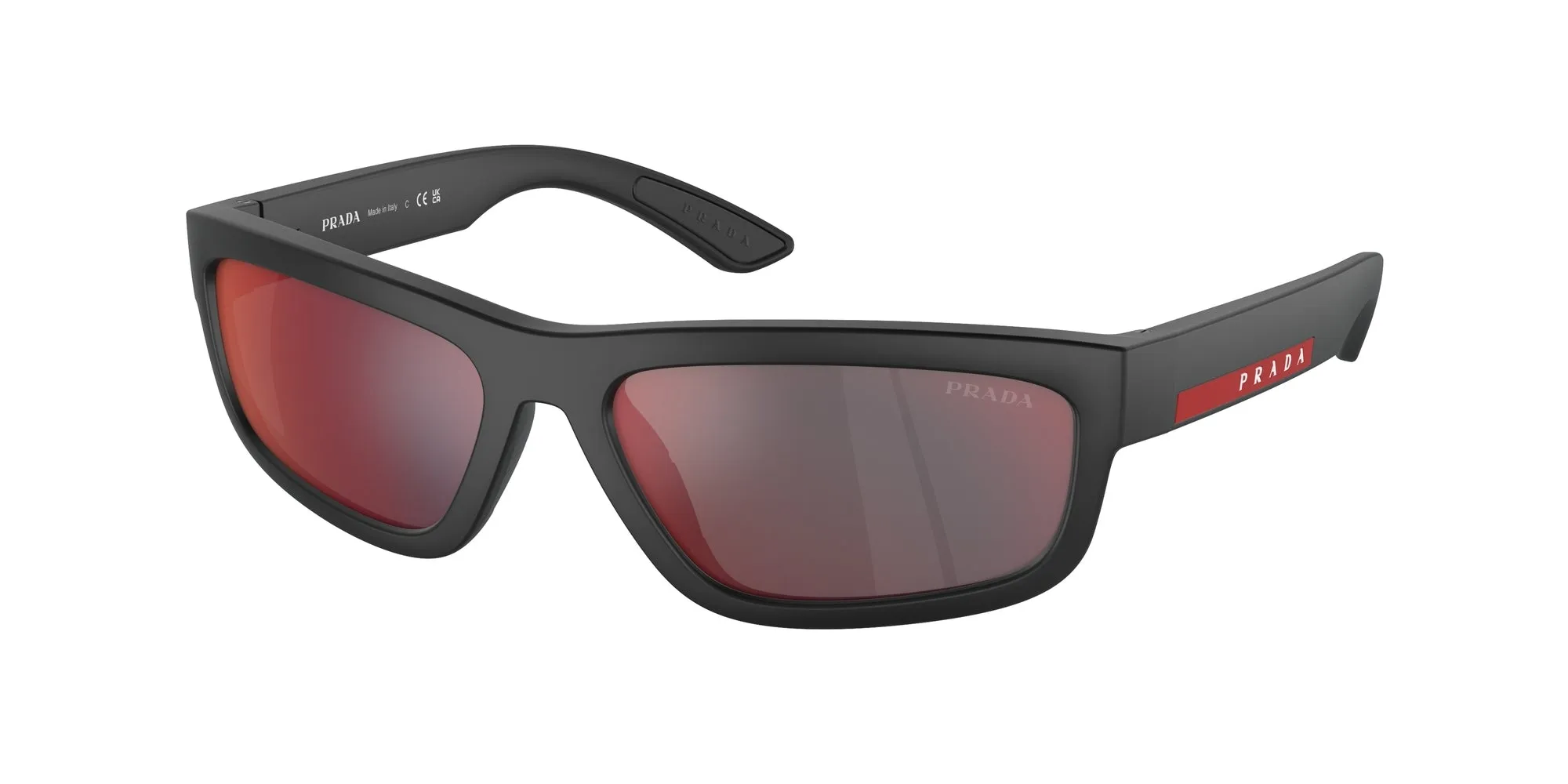 Prada Linea Rossa PS 05ZS DG008F Occhiali da sole Iniettato Nero Grigio Squadrata Specchiate Specchiato - immagine 1