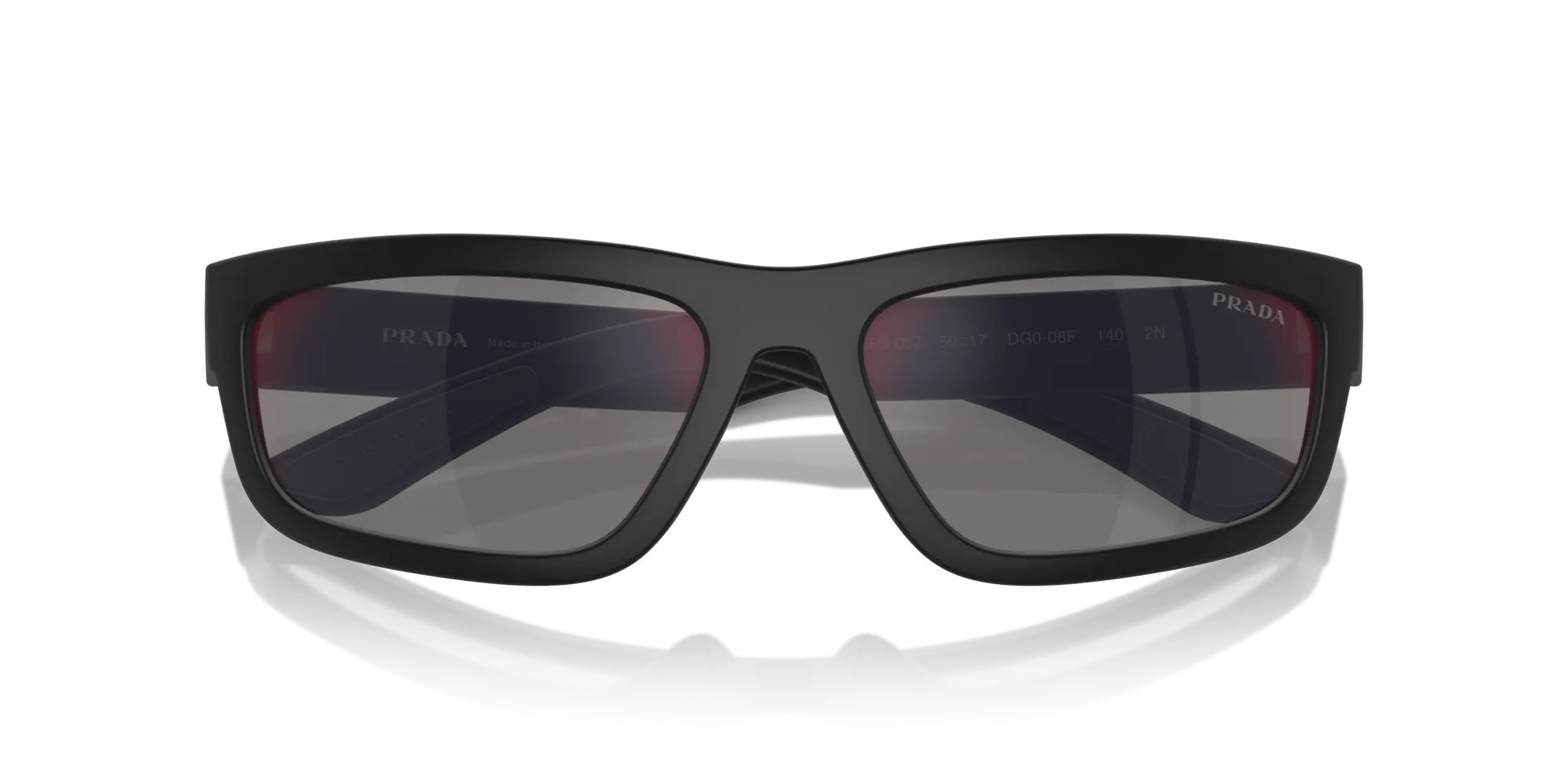 Prada Linea Rossa PS 05ZS DG008F Occhiali da sole Iniettato Nero Grigio Squadrata Specchiate Specchiato - immagine 2