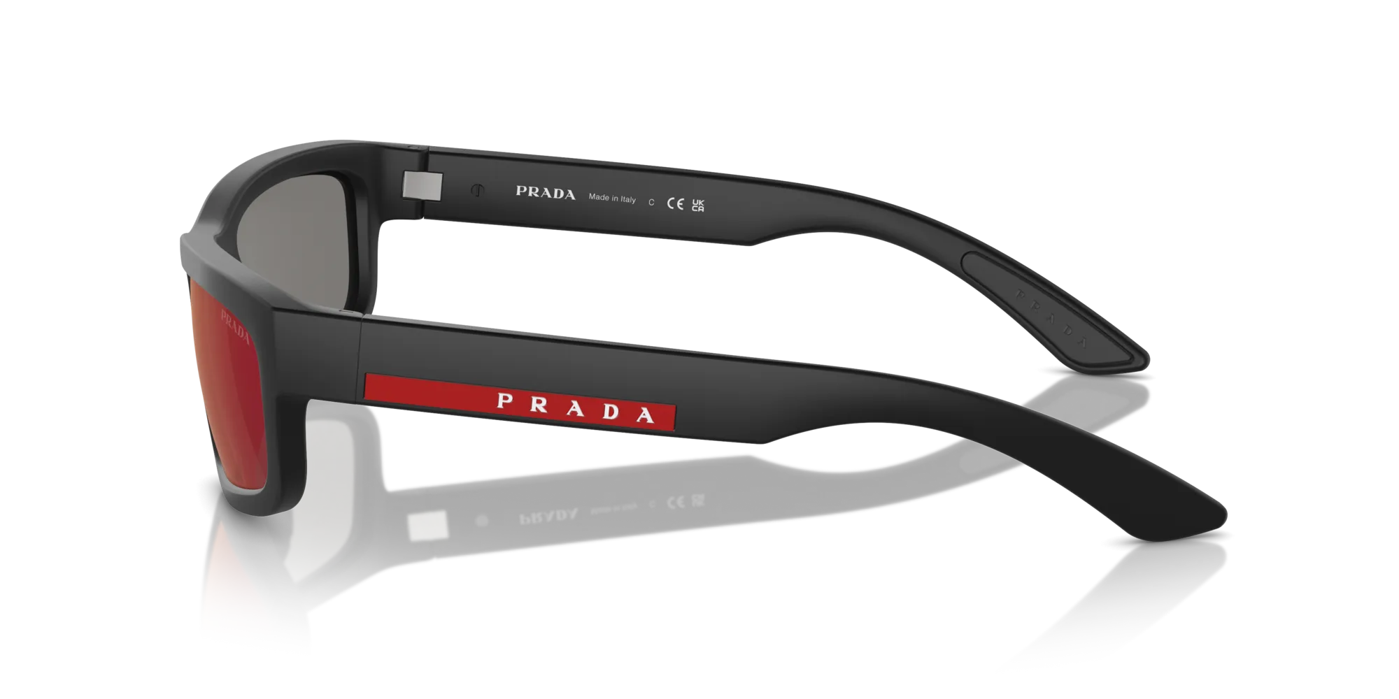 Prada Linea Rossa PS 05ZS DG008F Occhiali da sole Iniettato Nero Grigio Squadrata Specchiate Specchiato - immagine 4