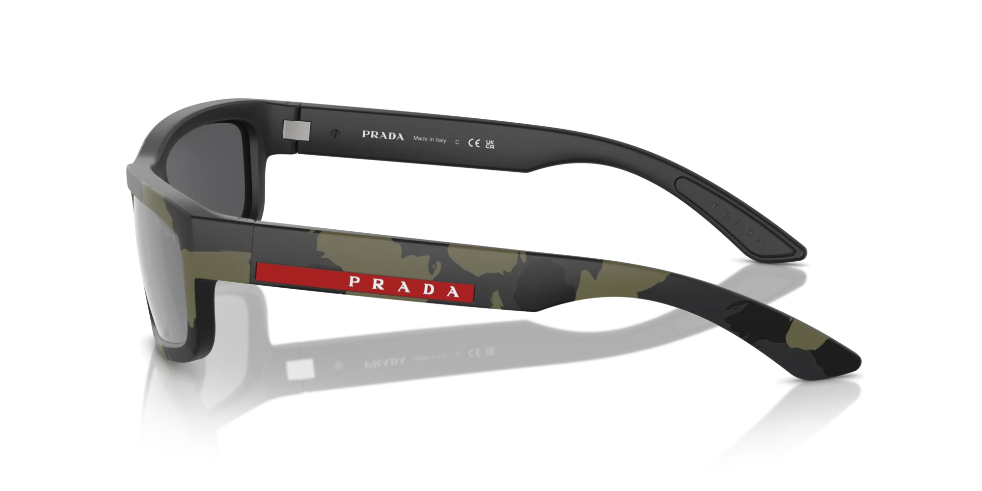 Prada Linea Rossa PS 05ZS 14X07G Occhiali da sole Iniettato Verde Grigio Squadrata Specchiate Specchiato - immagine 4