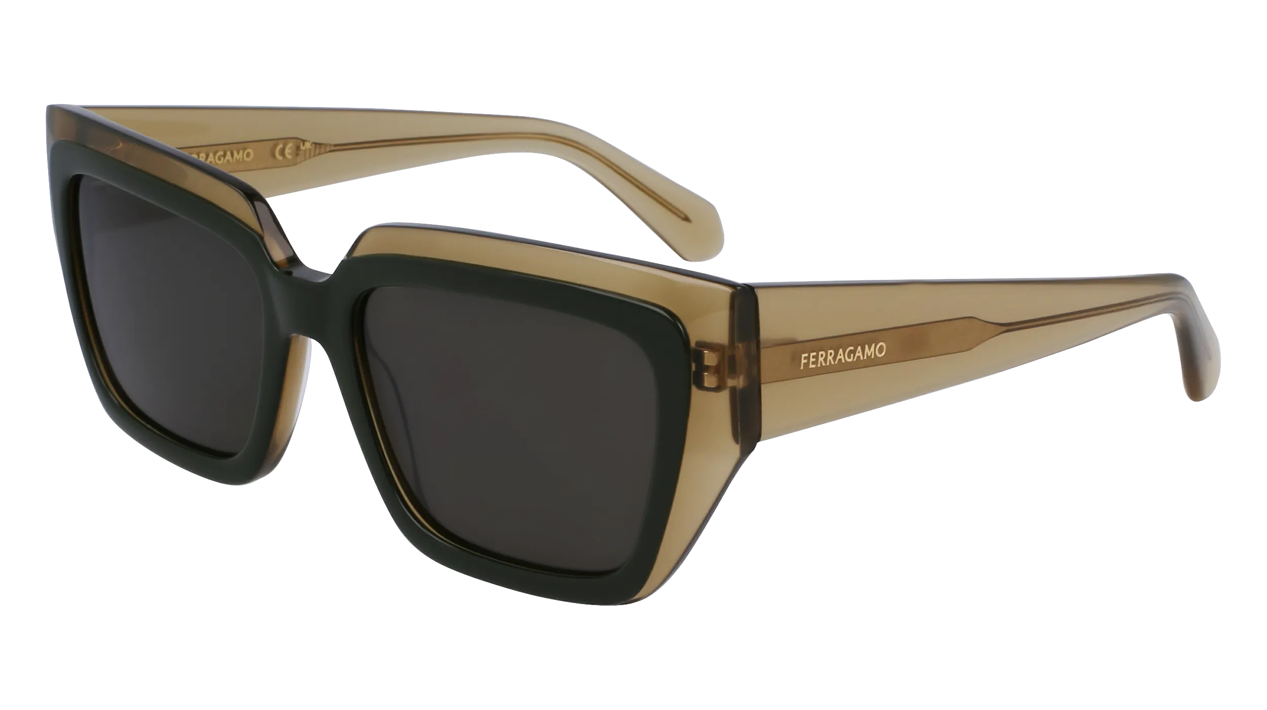 Ferragamo SF2002S 327 Occhiali da sole Acetato Verde Squadrata Normale Normale - immagine 1