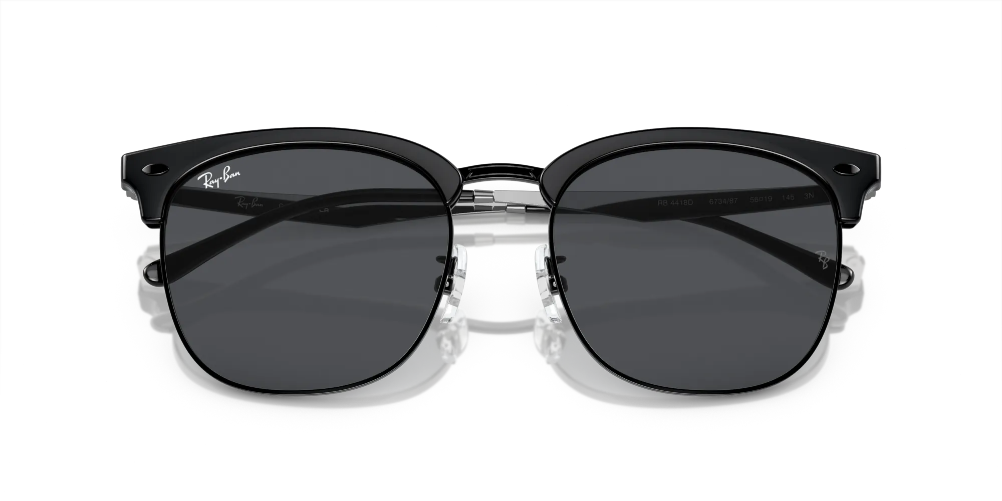 Ray - Ban RB4418D 673487 Occhiali da sole Iniettato Nero Grigio Squadrata Normale - immagine 2