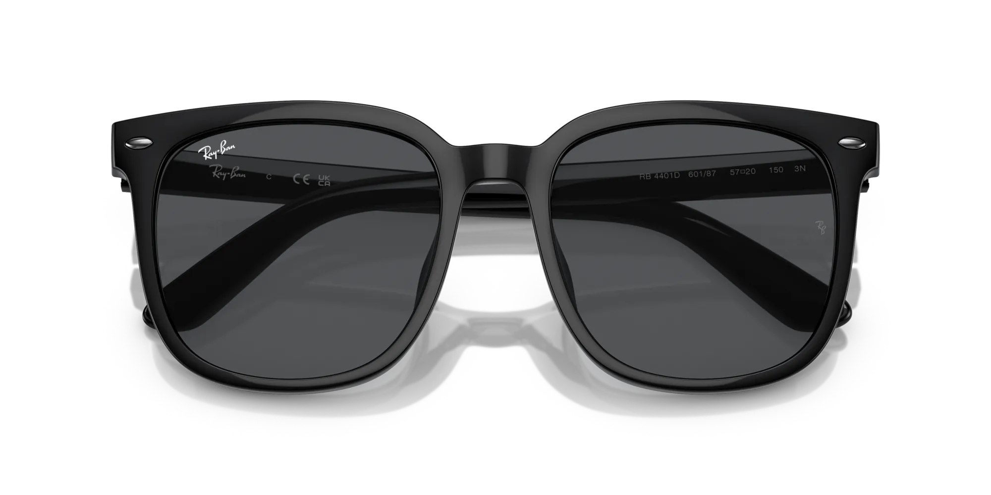 Ray - Ban RB4401D 601/87 Occhiali da sole Iniettato Nero Grigio Squadrata Normale - immagine 2