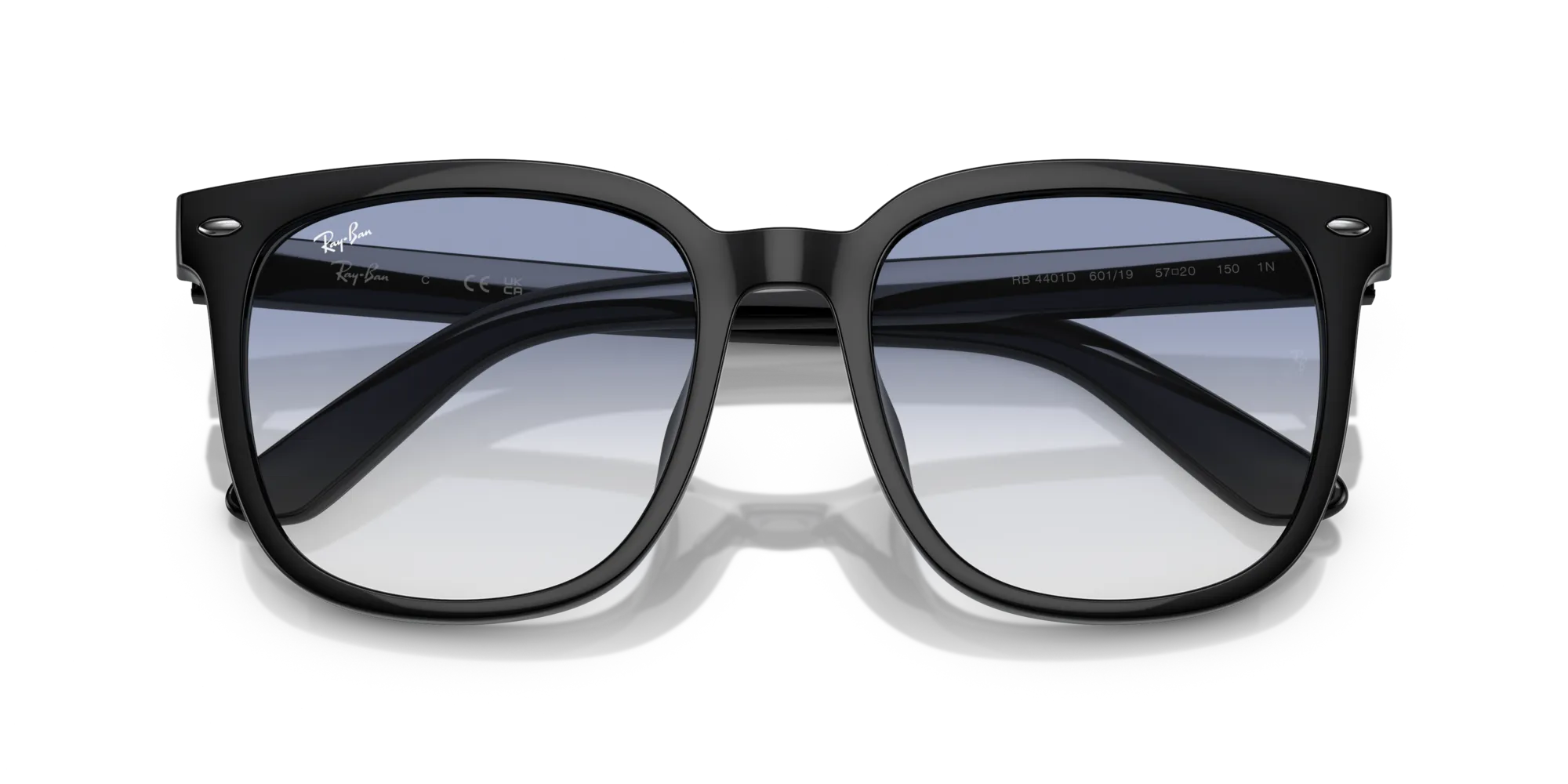 Ray - Ban RB4401D 601/19 Occhiali da sole Iniettato Nero Blu Squadrata Normale Sfumato - immagine 2