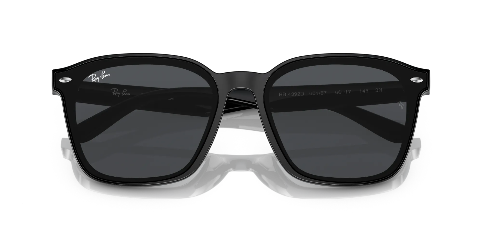 Ray - Ban RB4392D 601/87 Occhiali da sole Iniettato Nero Grigio Squadrata Normale - immagine 2