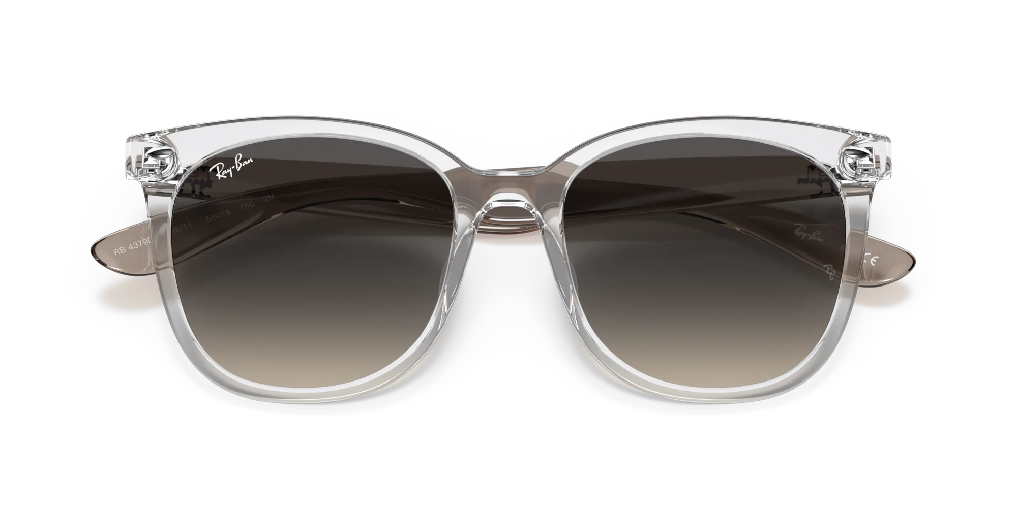 Ray - Ban RB4379D 659811 Occhiali da sole Iniettato Trasparente Grigio Squadrata Normale Sfumato - immagine 2