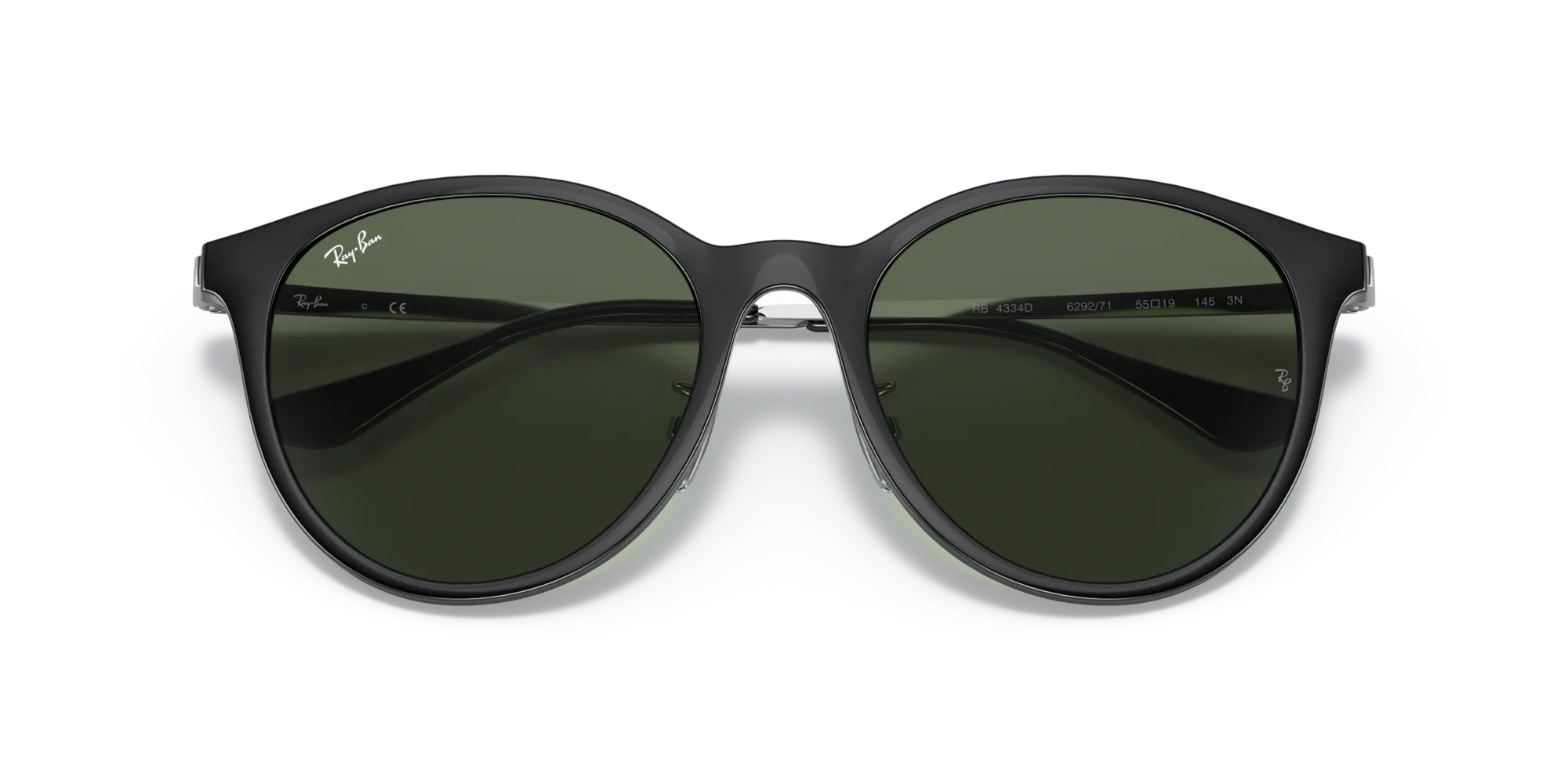 Ray - Ban RB4334D 629271 Occhiali da sole Iniettato Nero G15 Squadrata Normale - immagine 2