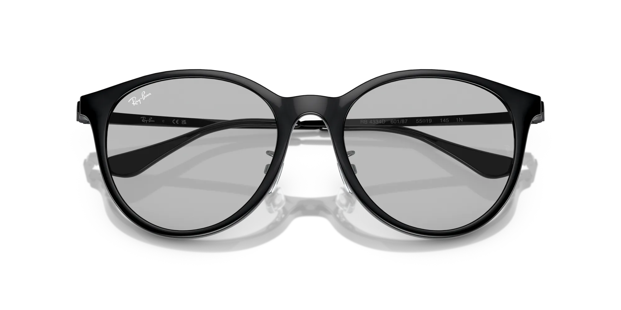 Ray - Ban RB4334D 601/87 Occhiali da sole Iniettato Nero Grigio Squadrata Normale - immagine 2