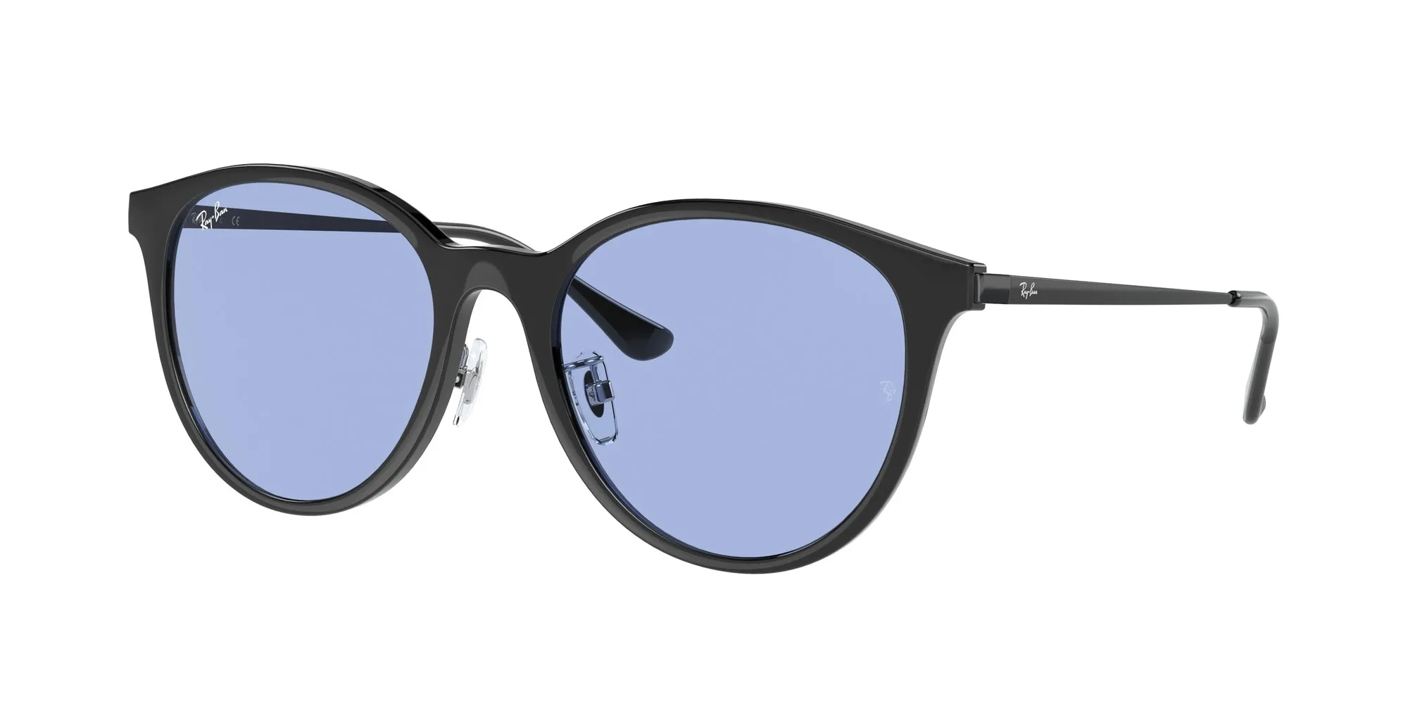 Ray - Ban RB4334D 601/80 Occhiali da sole Iniettato Nero Blu Squadrata Normale - immagine 1