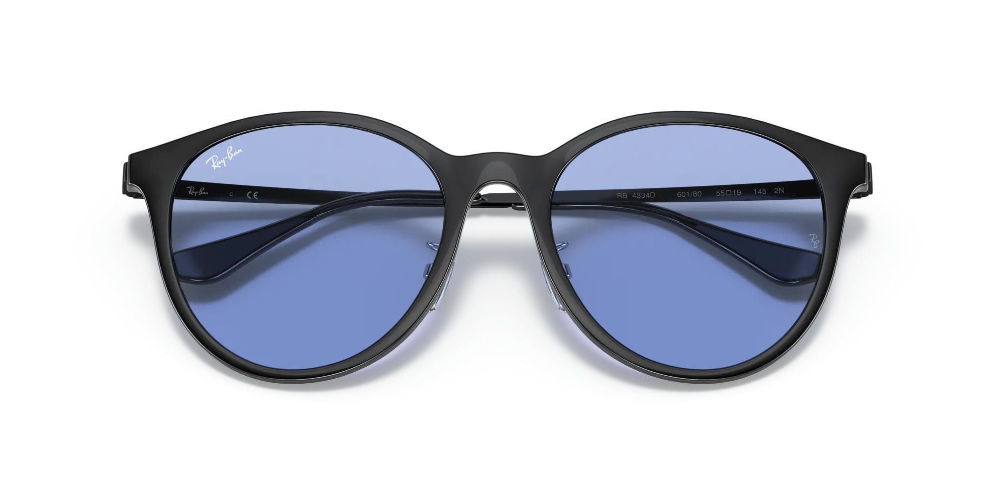 Ray - Ban RB4334D 601/80 Occhiali da sole Iniettato Nero Blu Squadrata Normale - immagine 2
