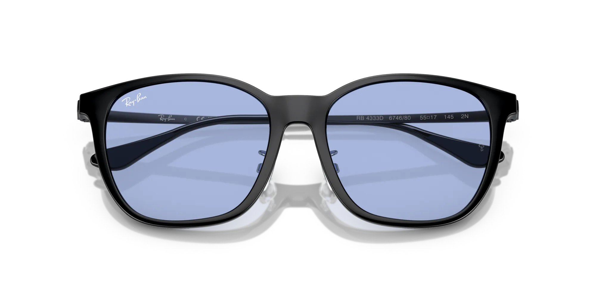 Ray - Ban RB4333D 674680 Occhiali da sole Iniettato Nero Blu Squadrata Normale - immagine 2