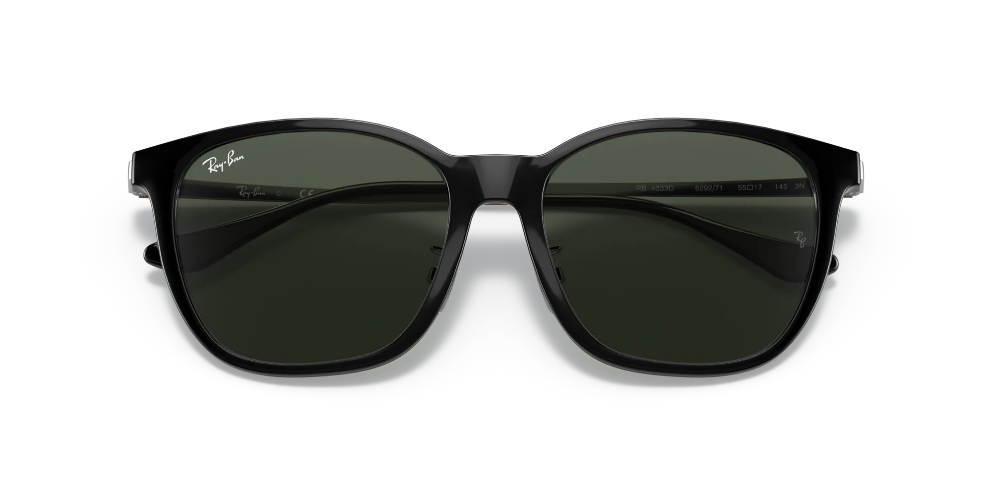 Ray - Ban RB4333D 629271 Occhiali da sole Iniettato Nero G15 Squadrata Normale - immagine 2