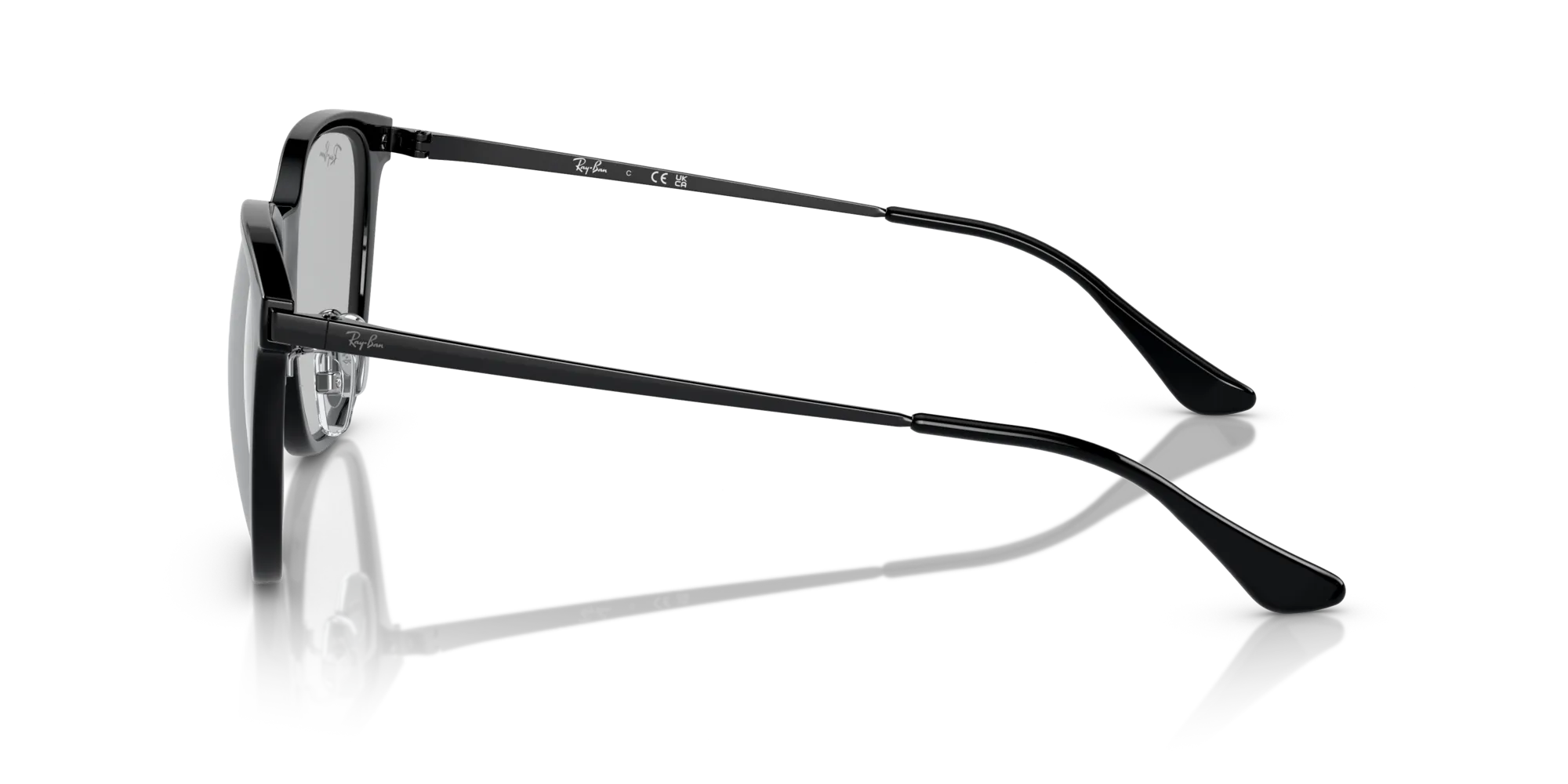 Ray - Ban RB4333D 601/87 Occhiali da sole Iniettato Nero Grigio Squadrata Normale - immagine 4