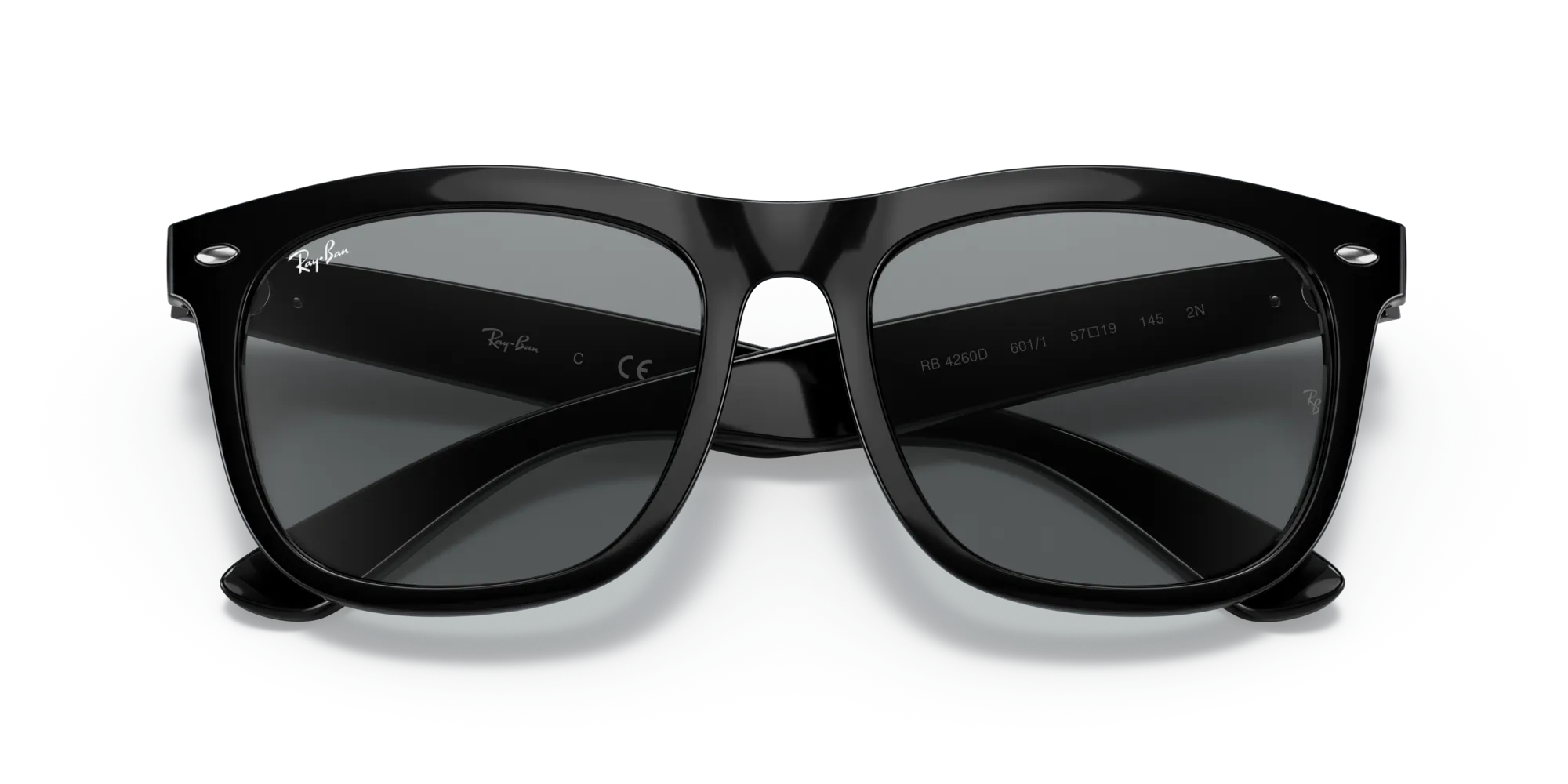 Ray - Ban RB4260D 601/1 Occhiali da sole Iniettato Nero Grigio Squadrata Normale - immagine 2