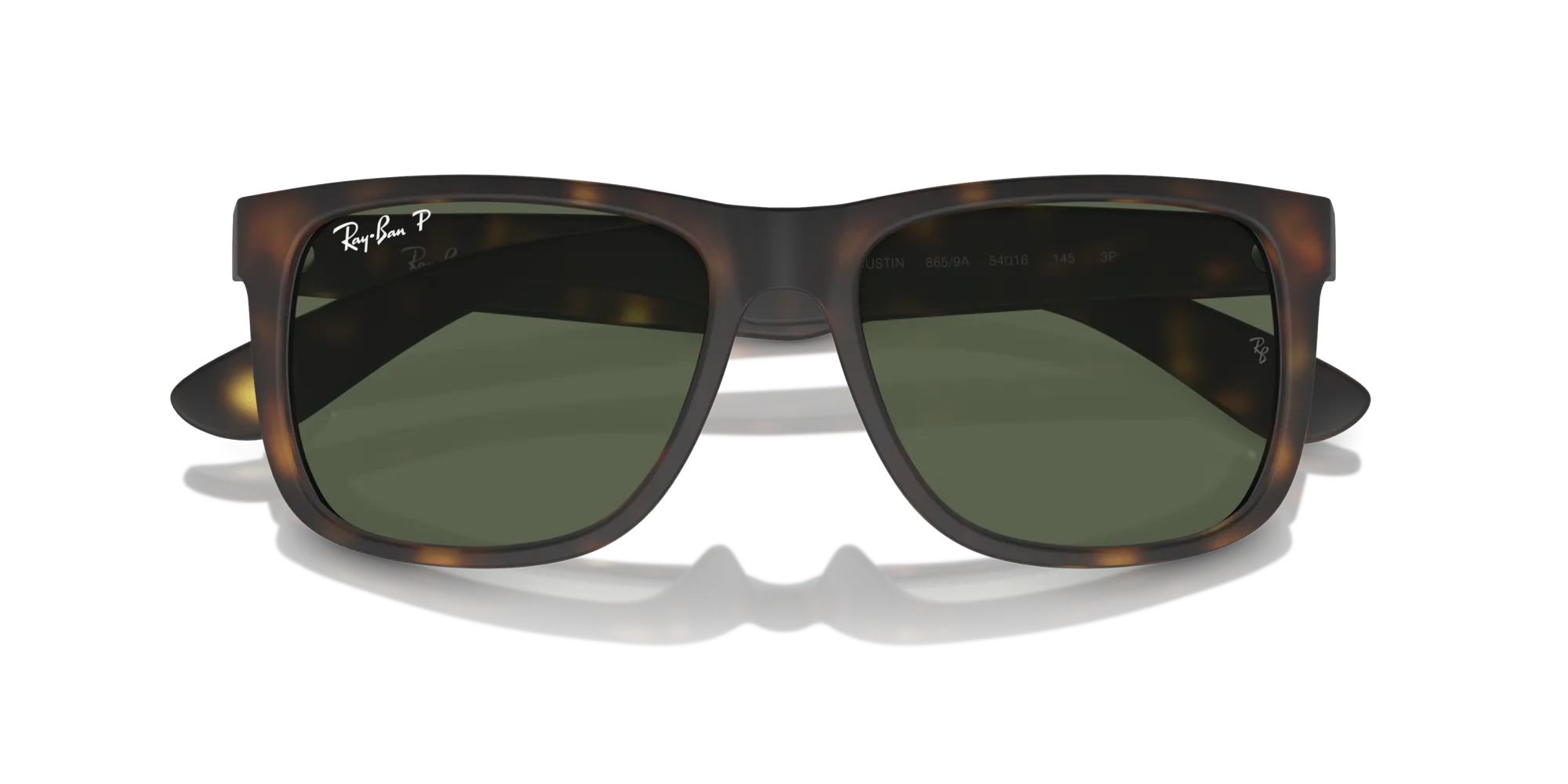 Ray - Ban RB4165 JUSTIN 865/9A Occhiali da sole Nylon Tartaruga Verde Squadrata Polarizzata - immagine 2