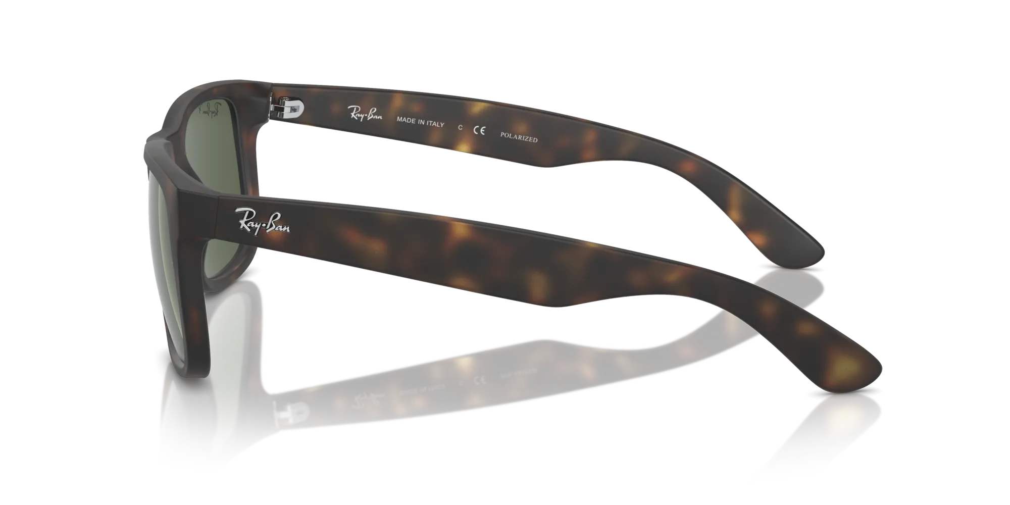 Ray - Ban RB4165 JUSTIN 865/9A Occhiali da sole Nylon Tartaruga Verde Squadrata Polarizzata - immagine 4