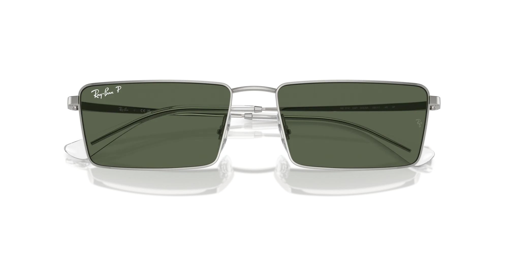 Ray - Ban RB3741 EMY 003/9A Occhiali da sole Metallo Argento Verde Squadrata Polarizzata - immagine 2