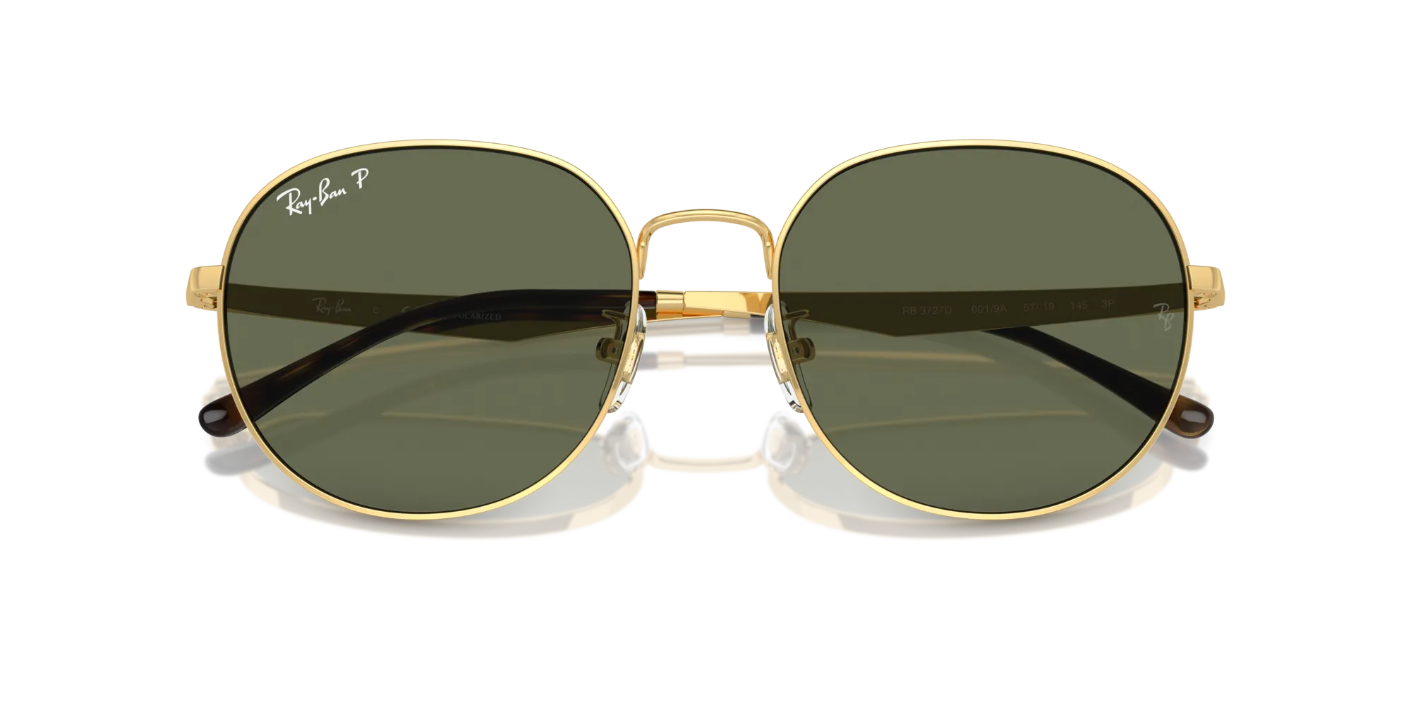 Ray - Ban RB3727D 001/9A Occhiali da sole Metallo Oro Verde Pantos Polarizzata Antiriflesso - immagine 2