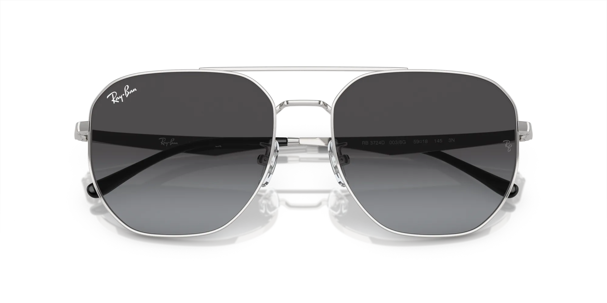 Ray - Ban RB3724D 003/8G Occhiali da sole Metallo Argento Grigio Geometrica Normale Sfumato - immagine 2