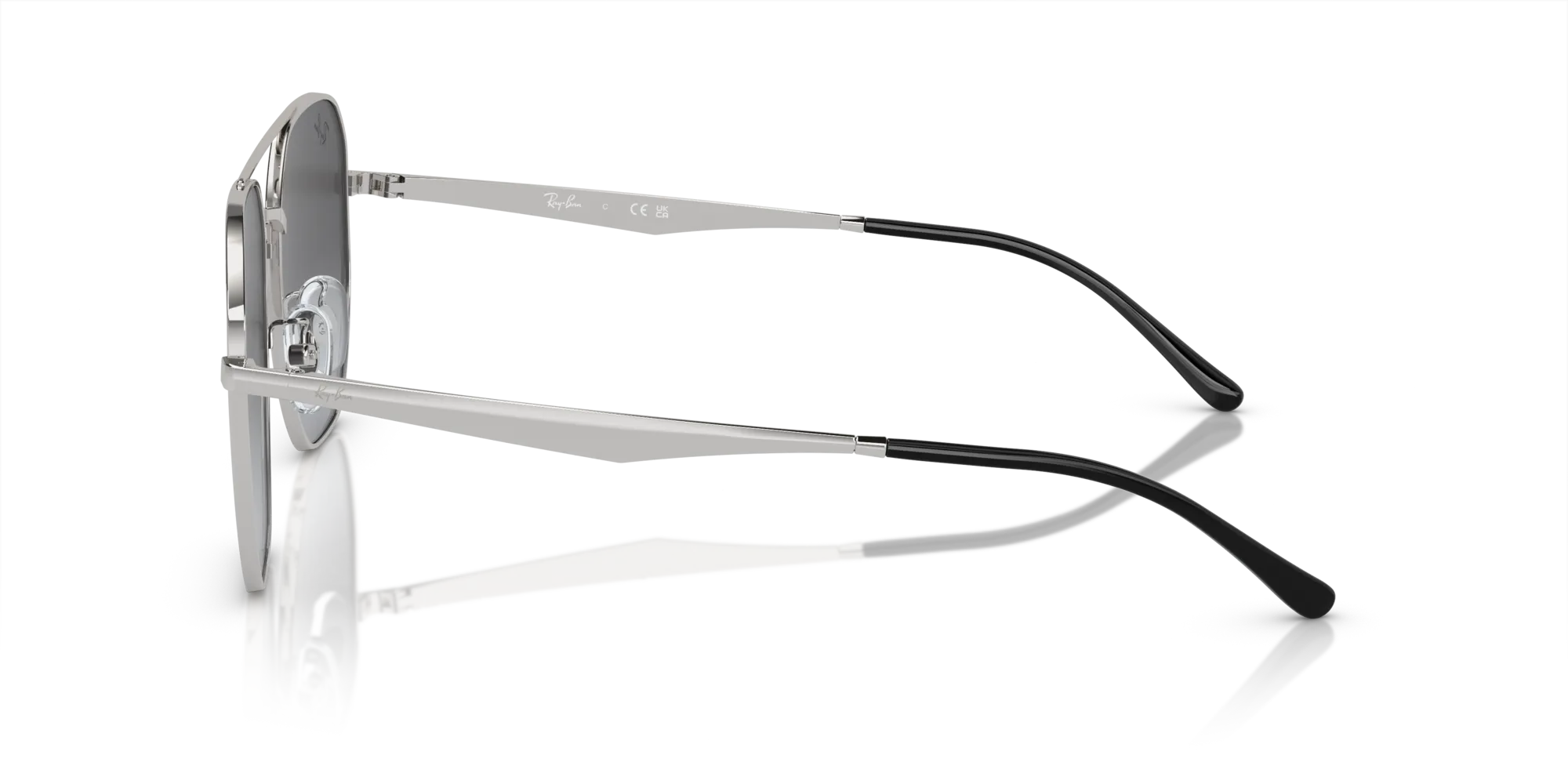 Ray - Ban RB3724D 003/8G Occhiali da sole Metallo Argento Grigio Geometrica Normale Sfumato - immagine 4