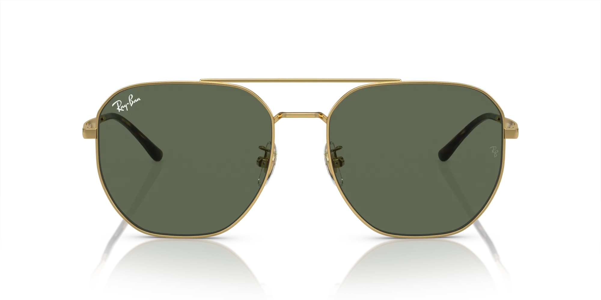 Ray - Ban RB3724D 001/71 Occhiali da sole Metallo Oro Verde Geometrica Normale - immagine 3