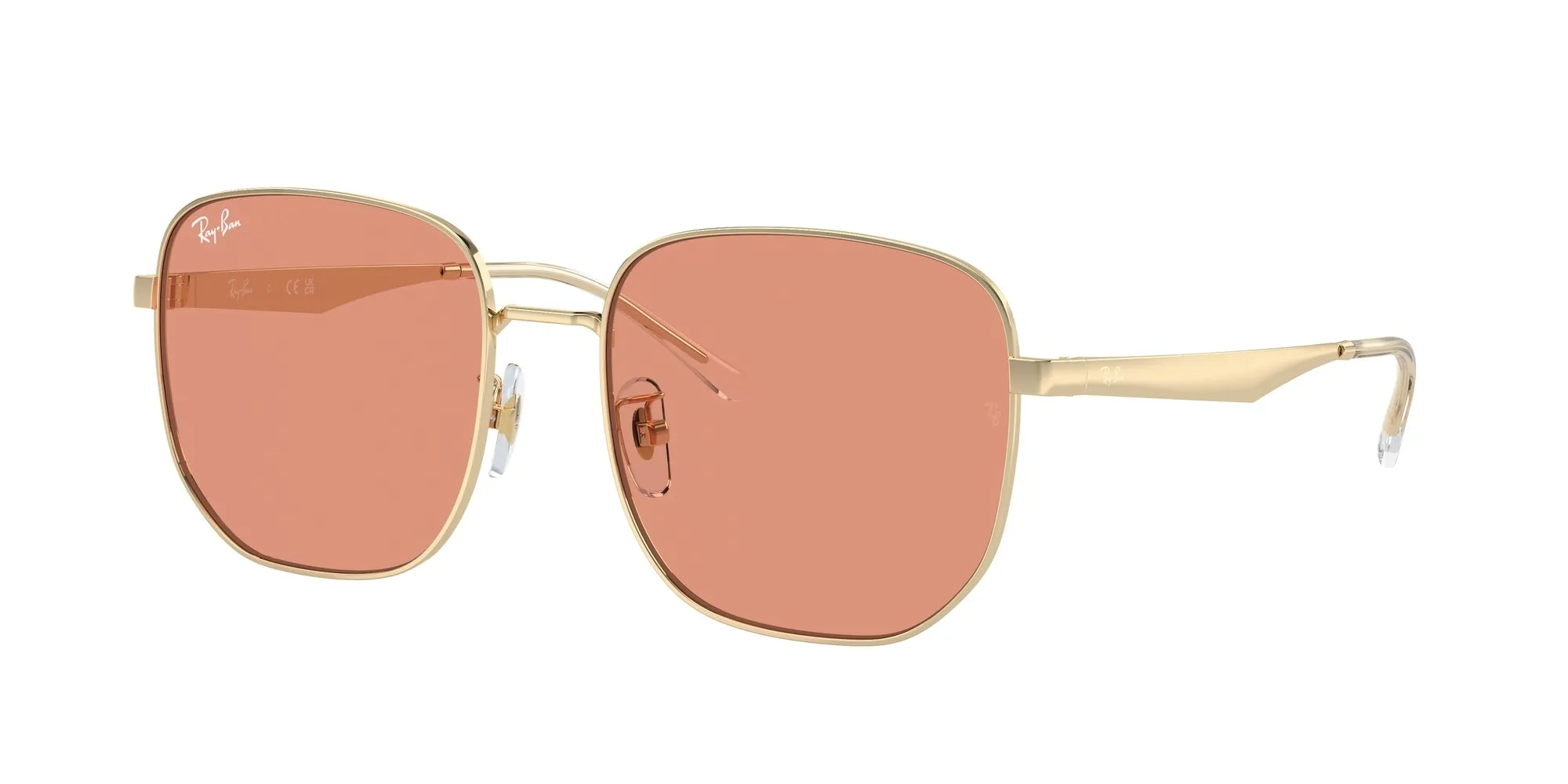 Ray - Ban RB3713D 921374 Occhiali da sole Metallo Oro Arancione Geometrica Normale - immagine 1