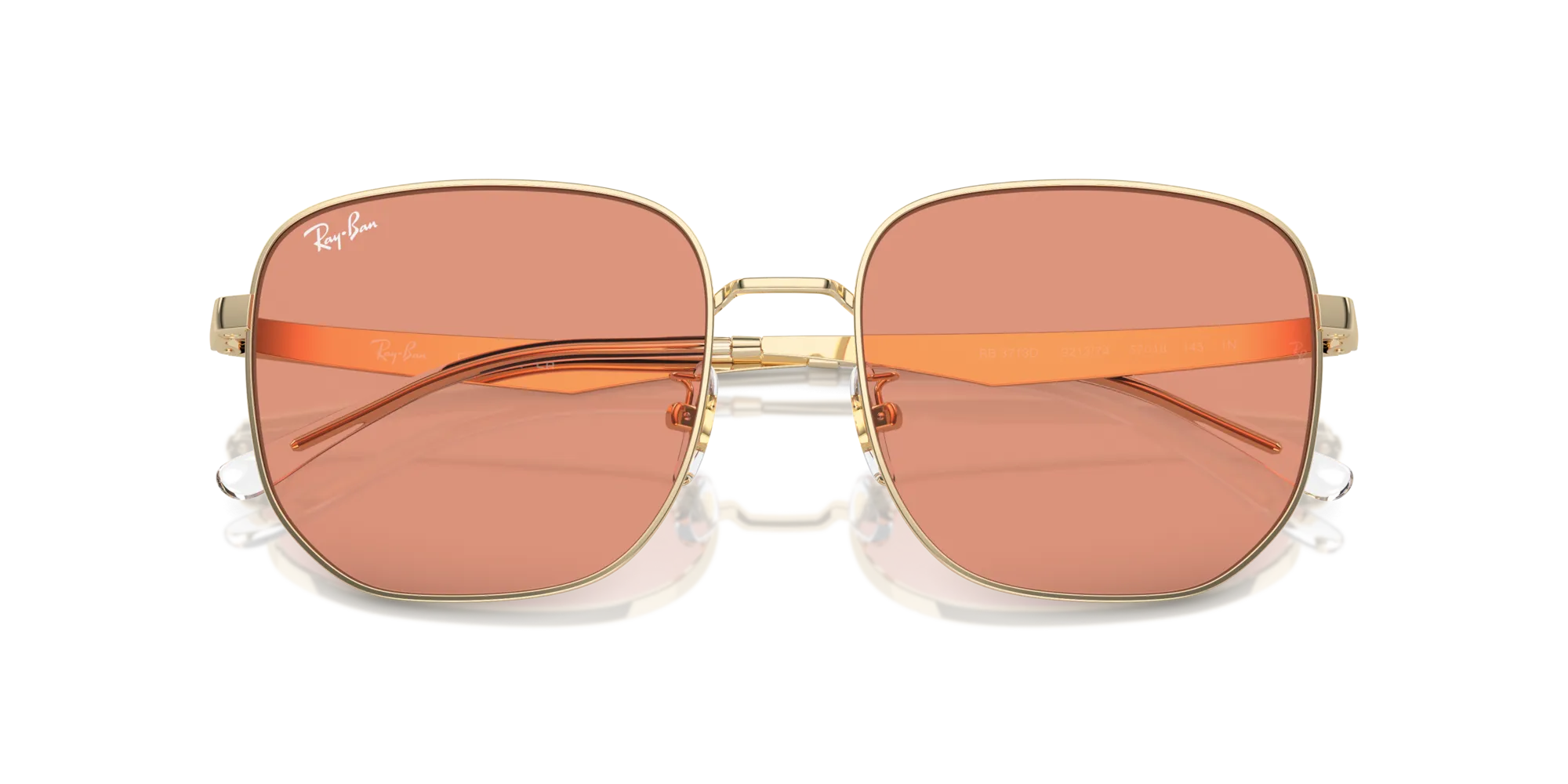 Ray - Ban RB3713D 921374 Occhiali da sole Metallo Oro Arancione Geometrica Normale - immagine 2